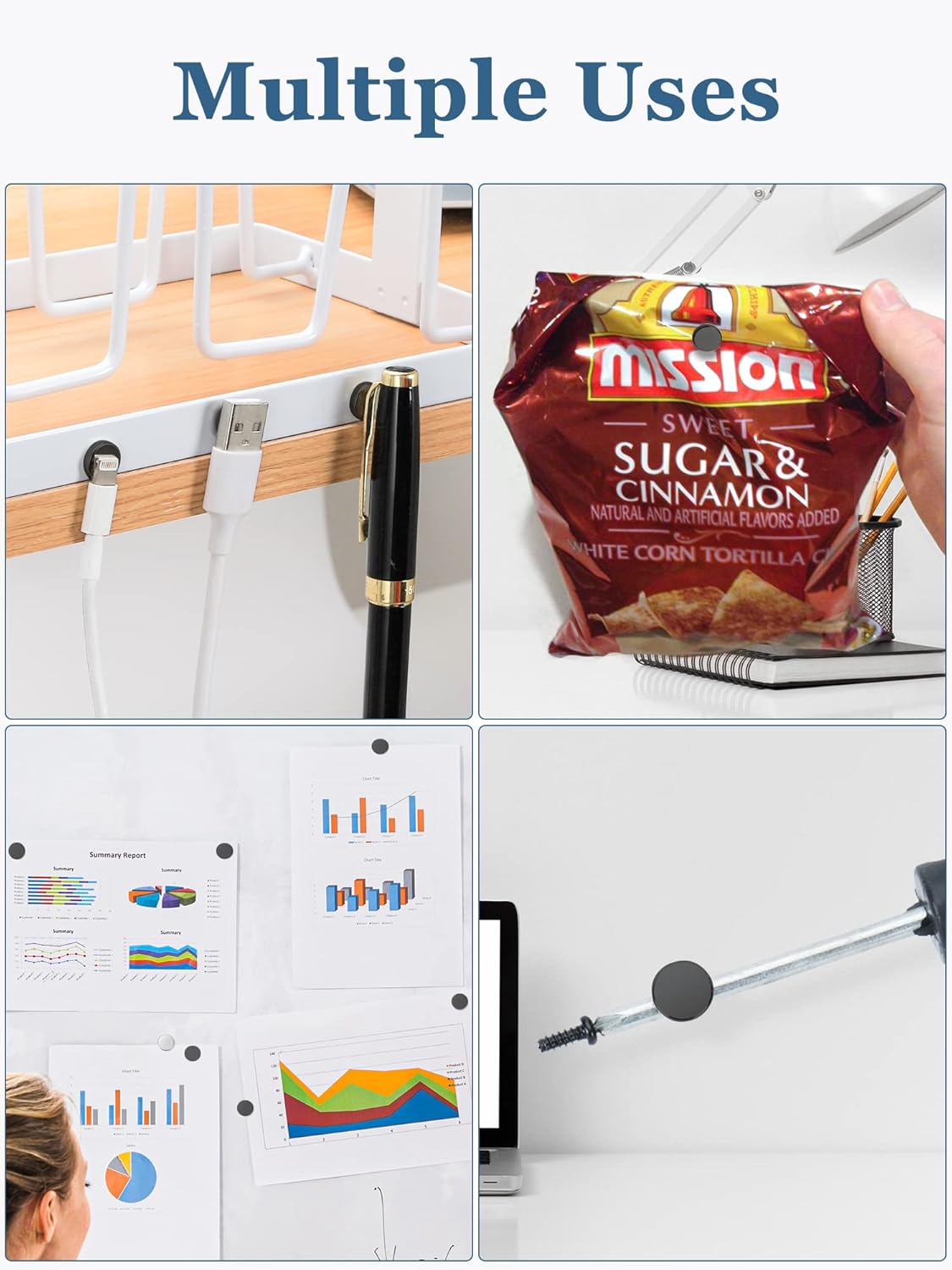 SMARTAKE 100 Pcs Refrigerator Magnets, Small Round Fridge Magnets, Multi-Use Premium Neodymium Office Magnets for Fridge, Whiteboard, Billboard in Home, Kitchen, Office and School (Black)