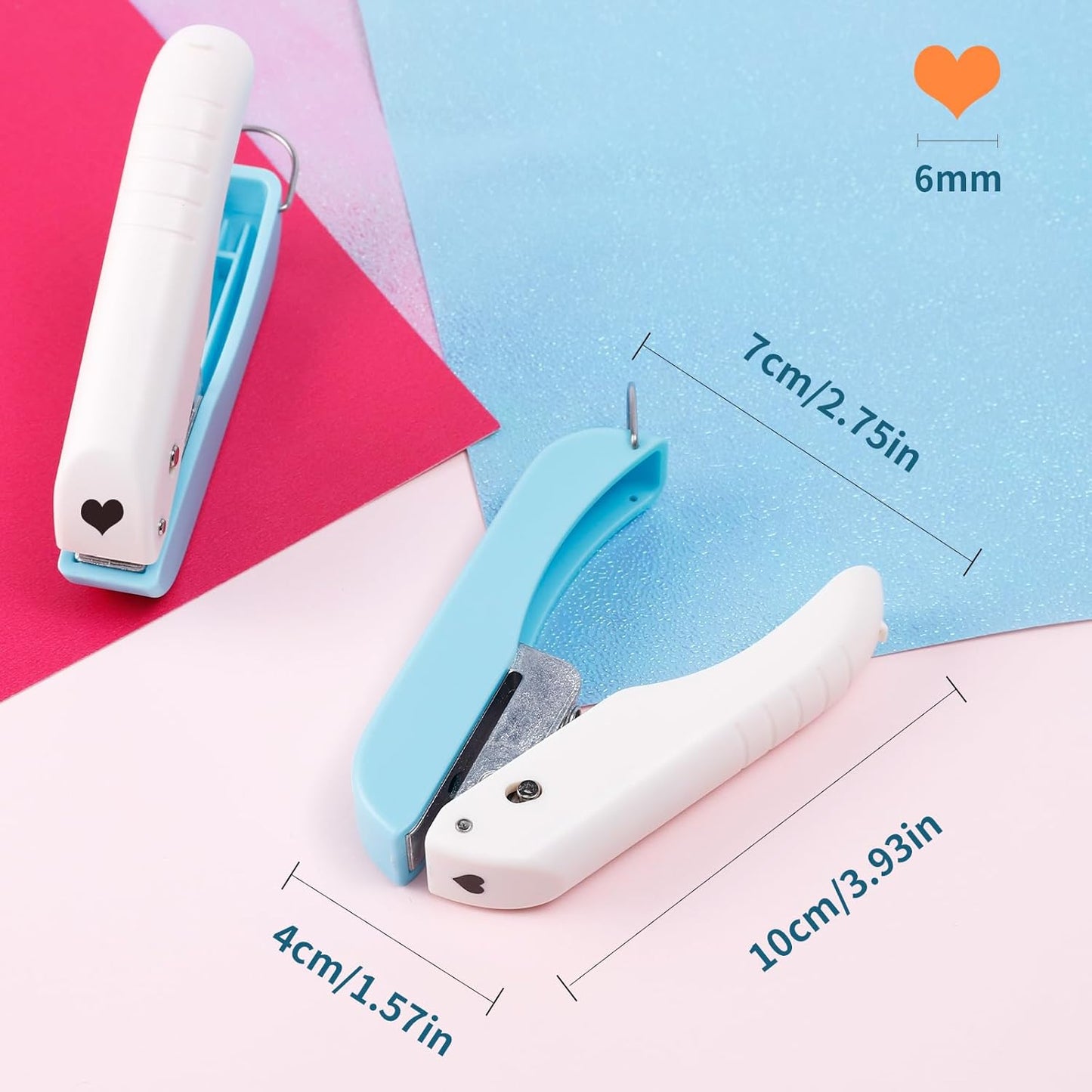 UCEC Heart Hole Punch Single Small Hole Puncher, 1/4in Mini Hole Punch Handheld Hole Paper Punch Puncher for Craft Paper Tags Clothing Ticket DIY Scrapbook Tool