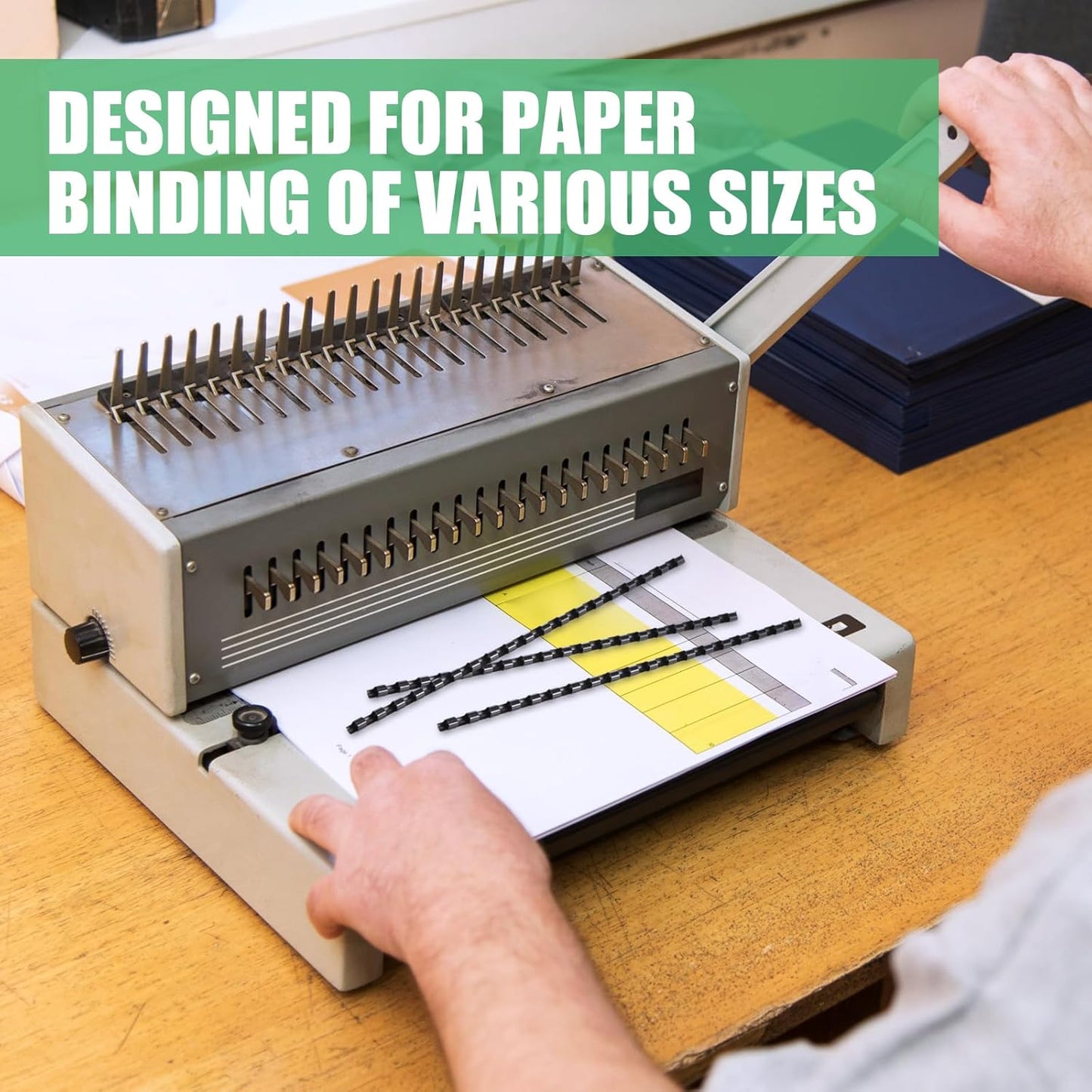 Maitys 300 Pcs Plastic Binding Combs Bulk 19 Ring Comb Spines Letter Size Spiral Binding for Notebook Calendar Picture(1/4 Inch,Black)