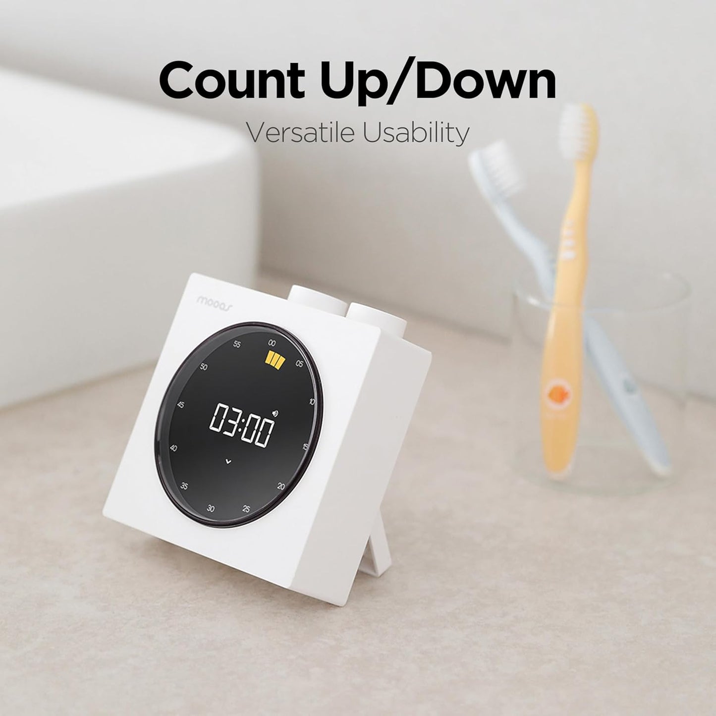 mooas Time Loop Digital Visual Timer, Rechargeable Wireless, LCD Large Display, Portable, Visual Timer, Brightness Adjustment, Count Up/Down, Pomodoro Timer for ADHD, Study, Home Schooling (Black)