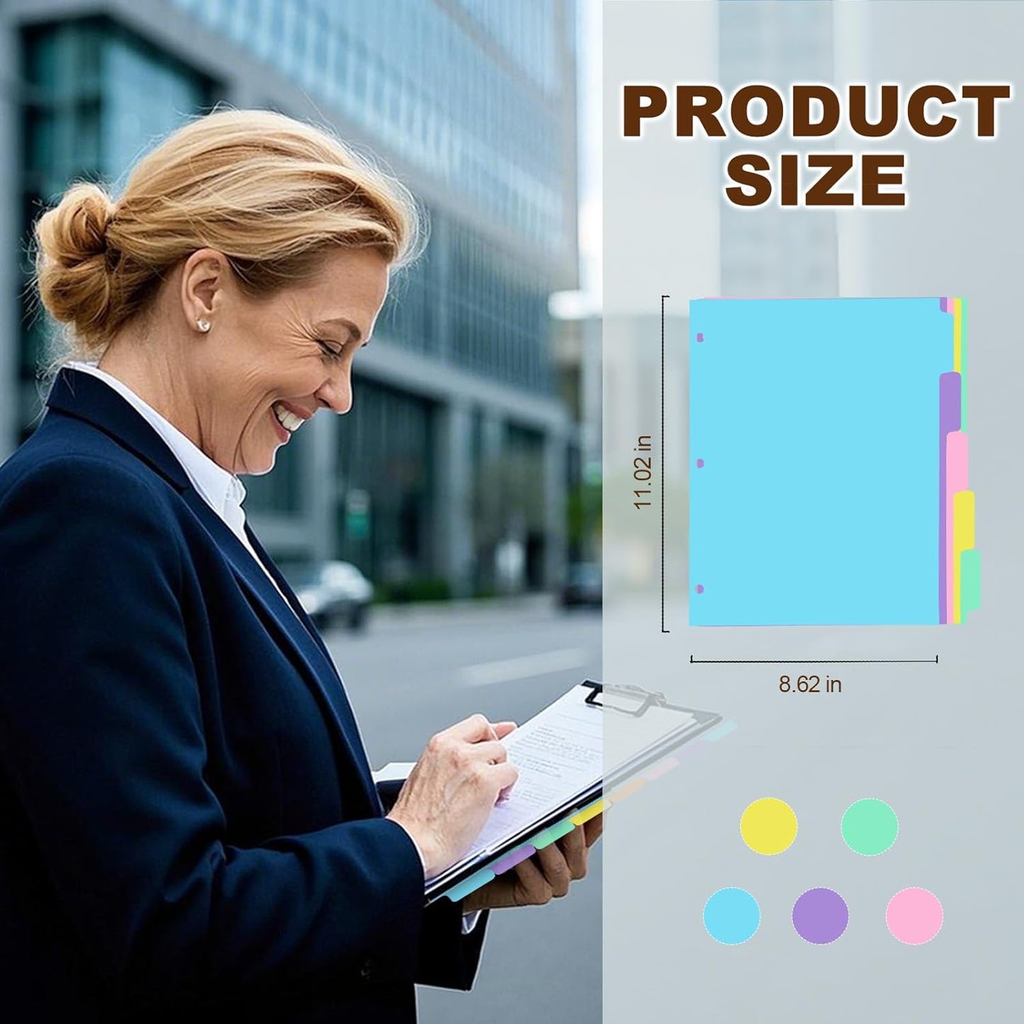 5-tabs 6 Set Binder Dividers with Tabs,Plastic Index with Label,Colored Tab Dividers for 3 Ring Binder (Total 30 Pcs)