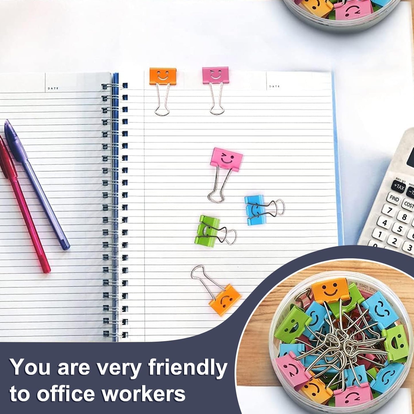 320 Pack Smiling Binder Paper Clips, Mini Metal Binder Clips for Kitchen, Send Goods from Local Warehouse, Cute Binder Clips, School Personal Document Organizing Classifying, Office, Paper Clamps