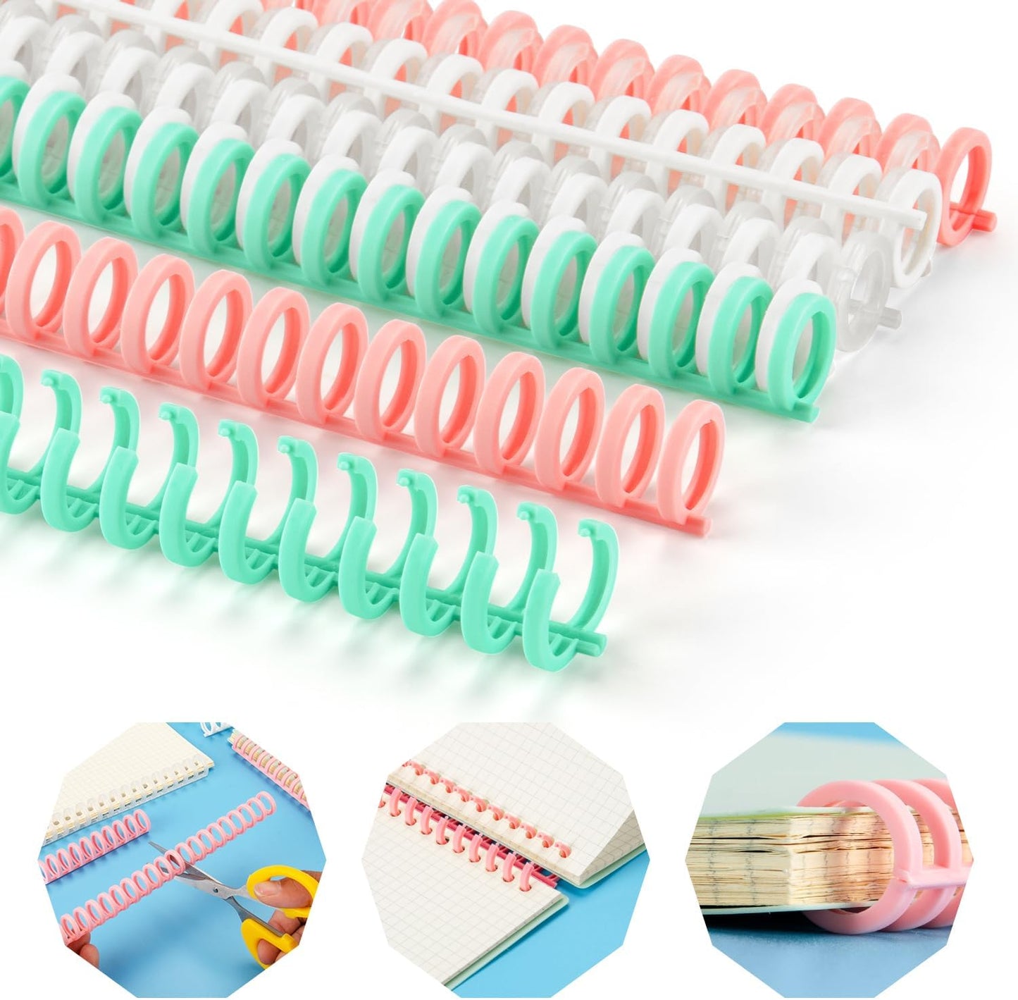 Binding Spines/Coils/Combs Easy to Open Close Adding Pages for Binding Machine Worklion,26pcs，Diameter 1/2"， 30 Ring， Maximum 85 Sheets， Multicolor Trimmable Binding Combs