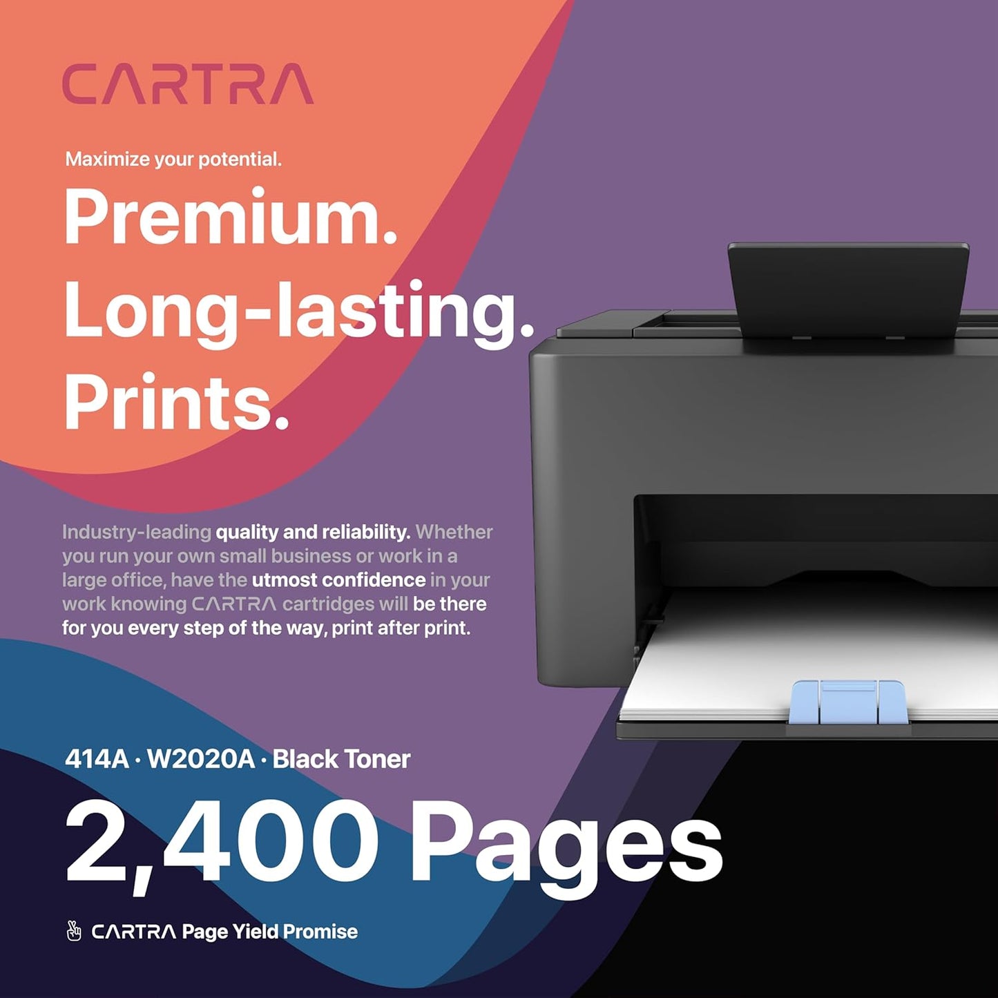 CARTRA 414A Black Toner Cartridge W2020A, Compatible with 414A Toner Cartridges, Works with Color Laser Jet Pro MFP Series Printer
