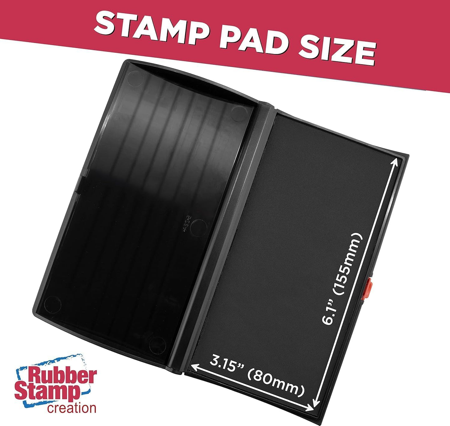 Large Premium Black Ink Stamp Pad - 3" by 6" - Quality Felt Pad - Case with Closing snap