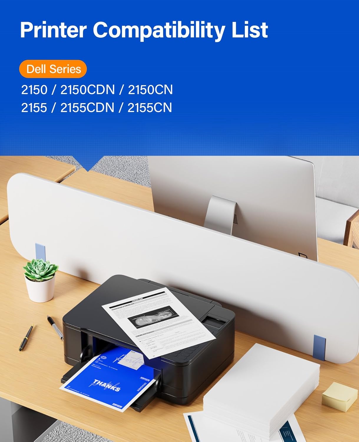 2150 Toner Cartridge High Yield 4-Pack Compatible Replacement for Dell Color Laser 2150 2150CDN 2150CN 2155 2155CDN 2155CN Printers Ink (Black 331-0719 Cyan 331-0716 Magenta 331-0717 Yellow 331-0718)