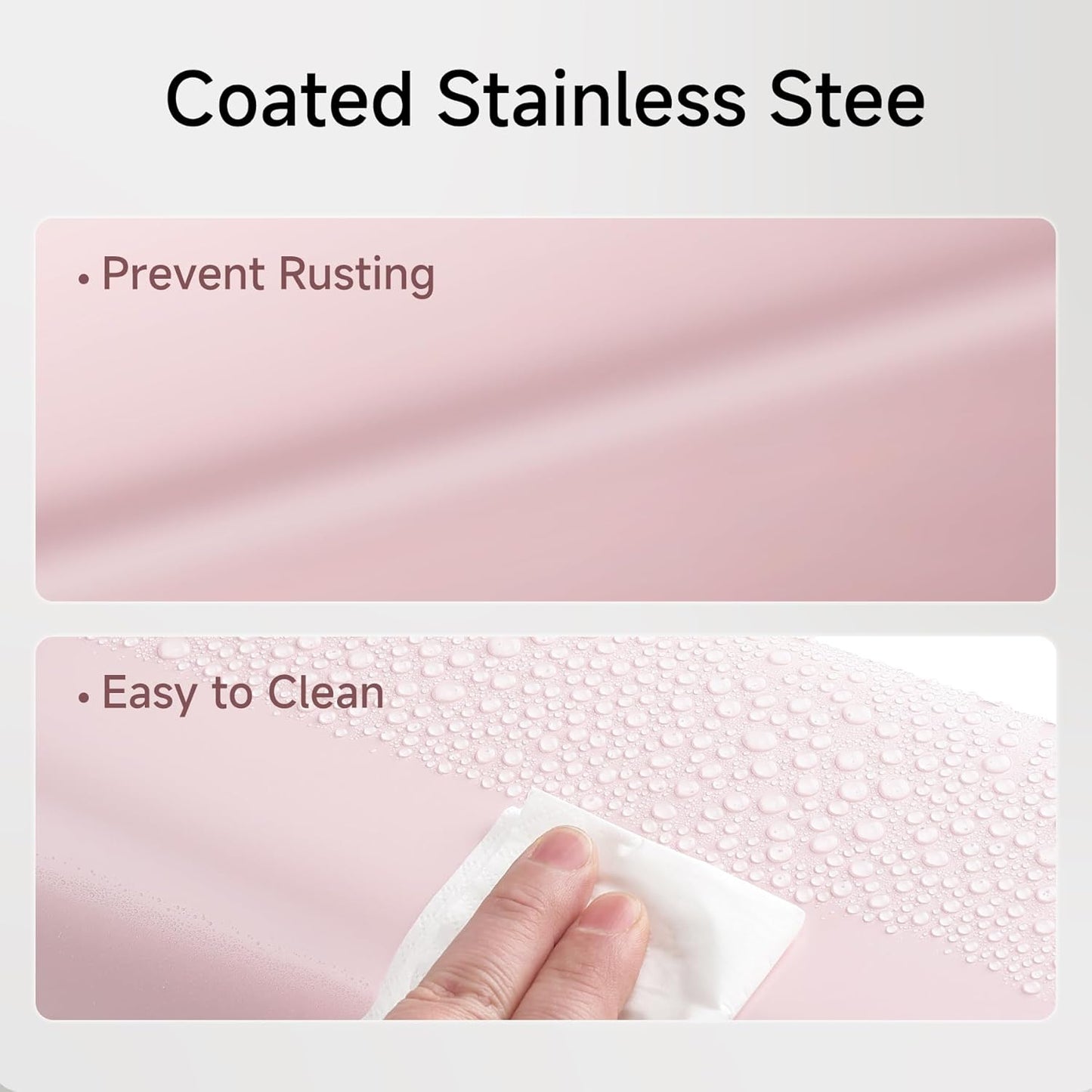 TIPGO Small Metal Trash Can, 2.1 Gallon Slim Trash Can for Bathroom, Wastebasket Garbage Bin for Bedroom, Office, Kitchen, Under Sink (Pink)