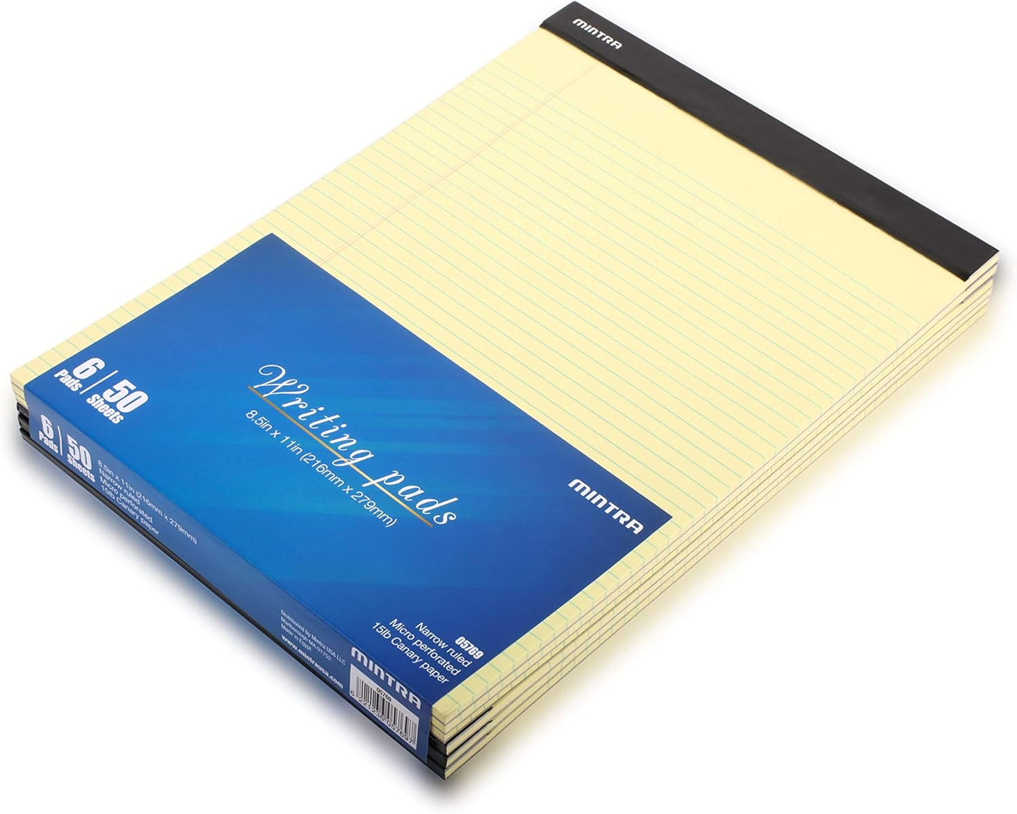 Mintra Office Legal Pads, ((xBasic, 8.5in x 11in, Narrow (Canary)