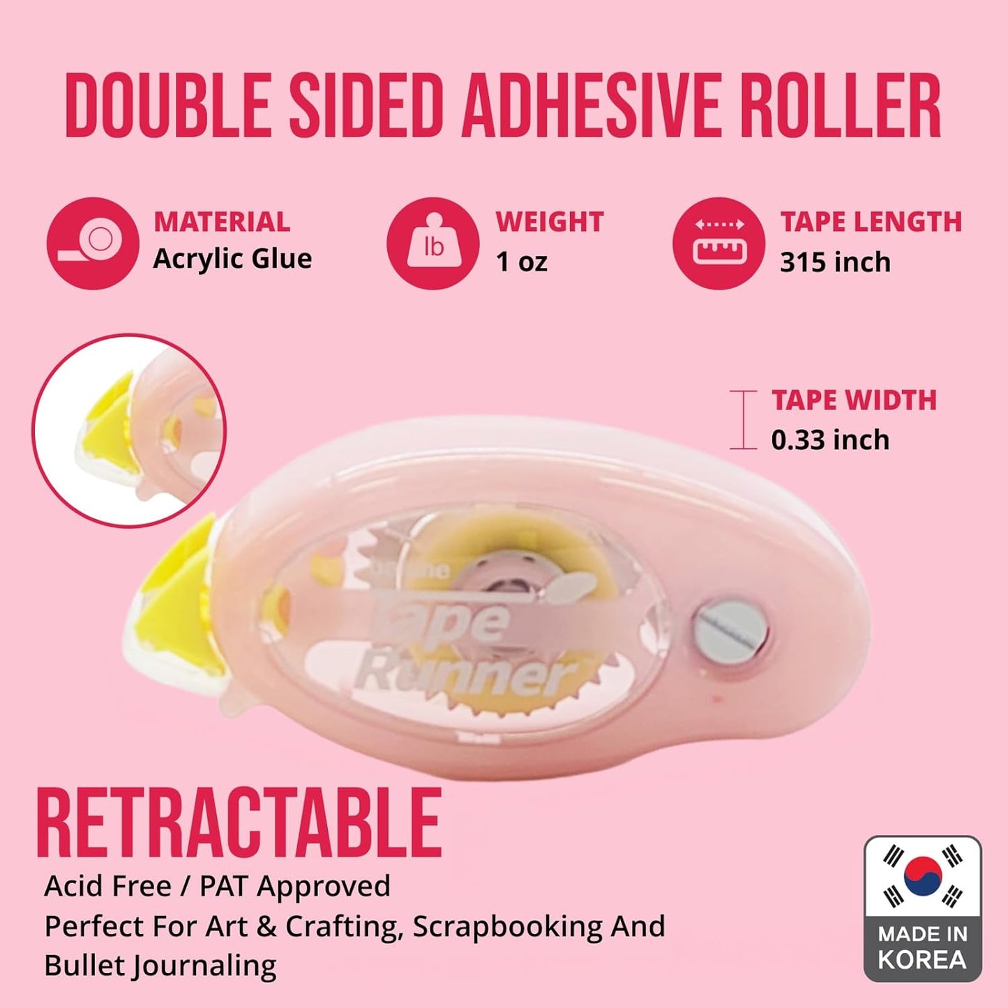 TapeRunner Double-Sided Adhesive Tape, 5/16 Inches by 315 Inches, Set of 5 Applicators