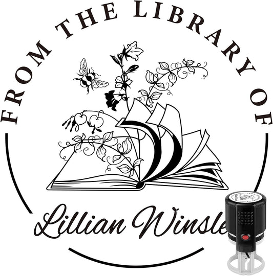 Custom Self-Inking Stamps | Personalized Book Stamp Gift for Book Lovers | 5 Ink Colors (Style11)