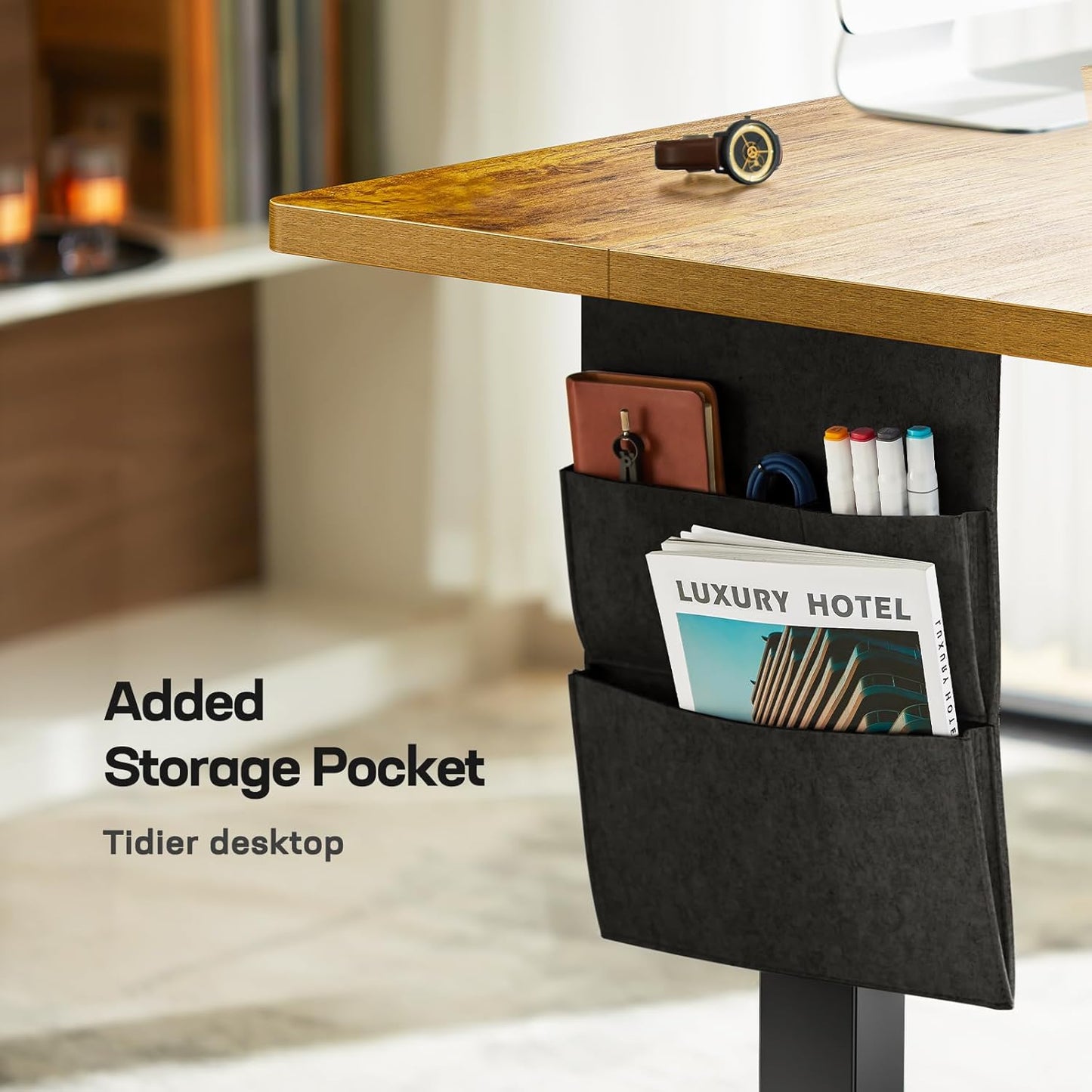 Marsail 48x24 Electric Standing Desk - Adjustable Height Computer Desk with Memory Presets, Storage Bag & Cable Management for Home Office & Gaming Workstations