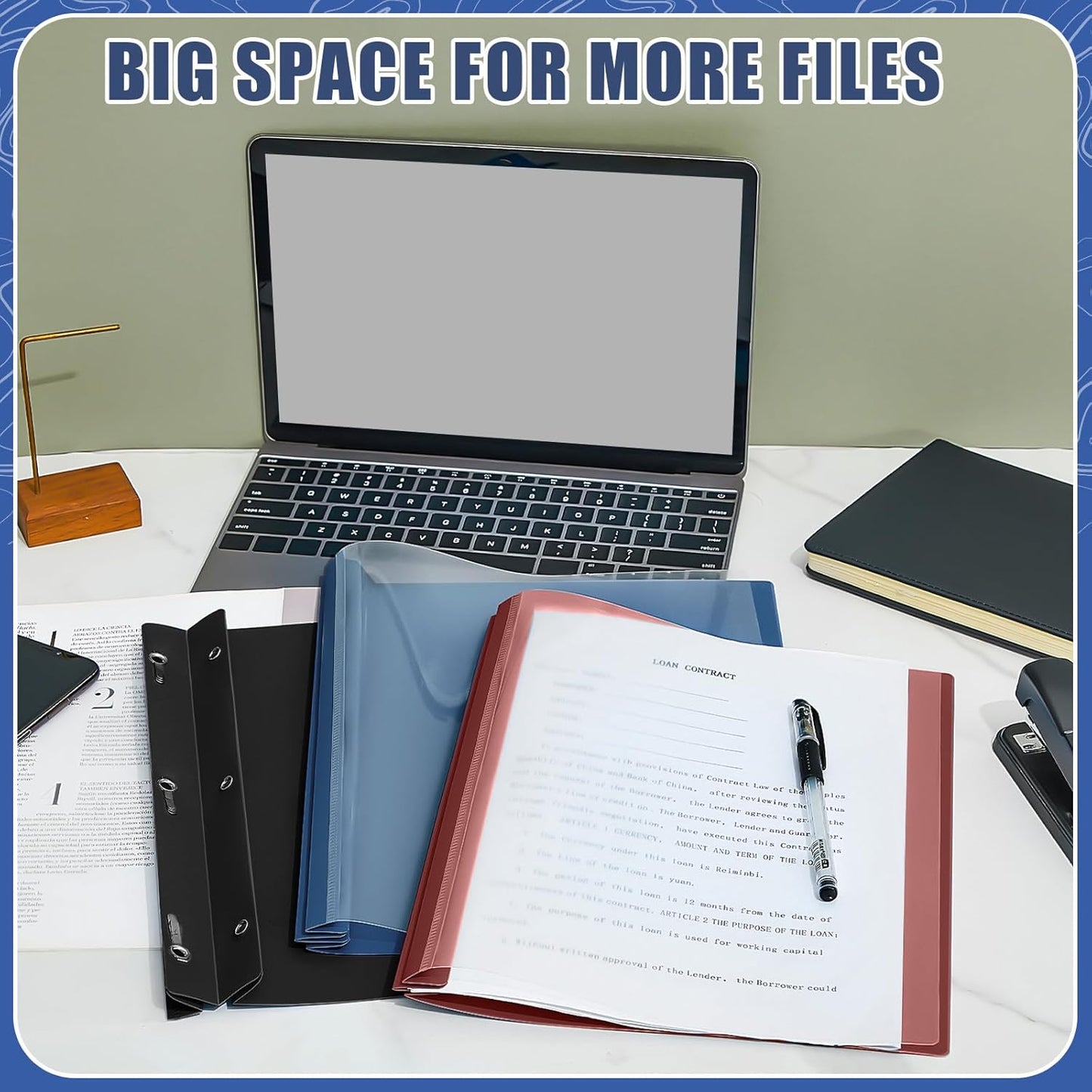 Teling 48 Pcs Clear Front Report Covers with Prongs Plastic Presentation Folders 3 Prong Resume Portfolio Folder for School (Black, Navy Blue, Dark Red)