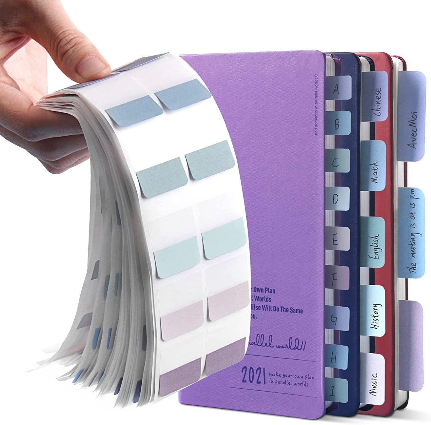 420 Pcs Sticky Index Tabs, 0.47/0.98/1.77 Inch Colored Book Sticky Tabs, Writable and Repositionable File Tabs Flags for Books, Binders and File Folders (Morandi) Index Tabs
