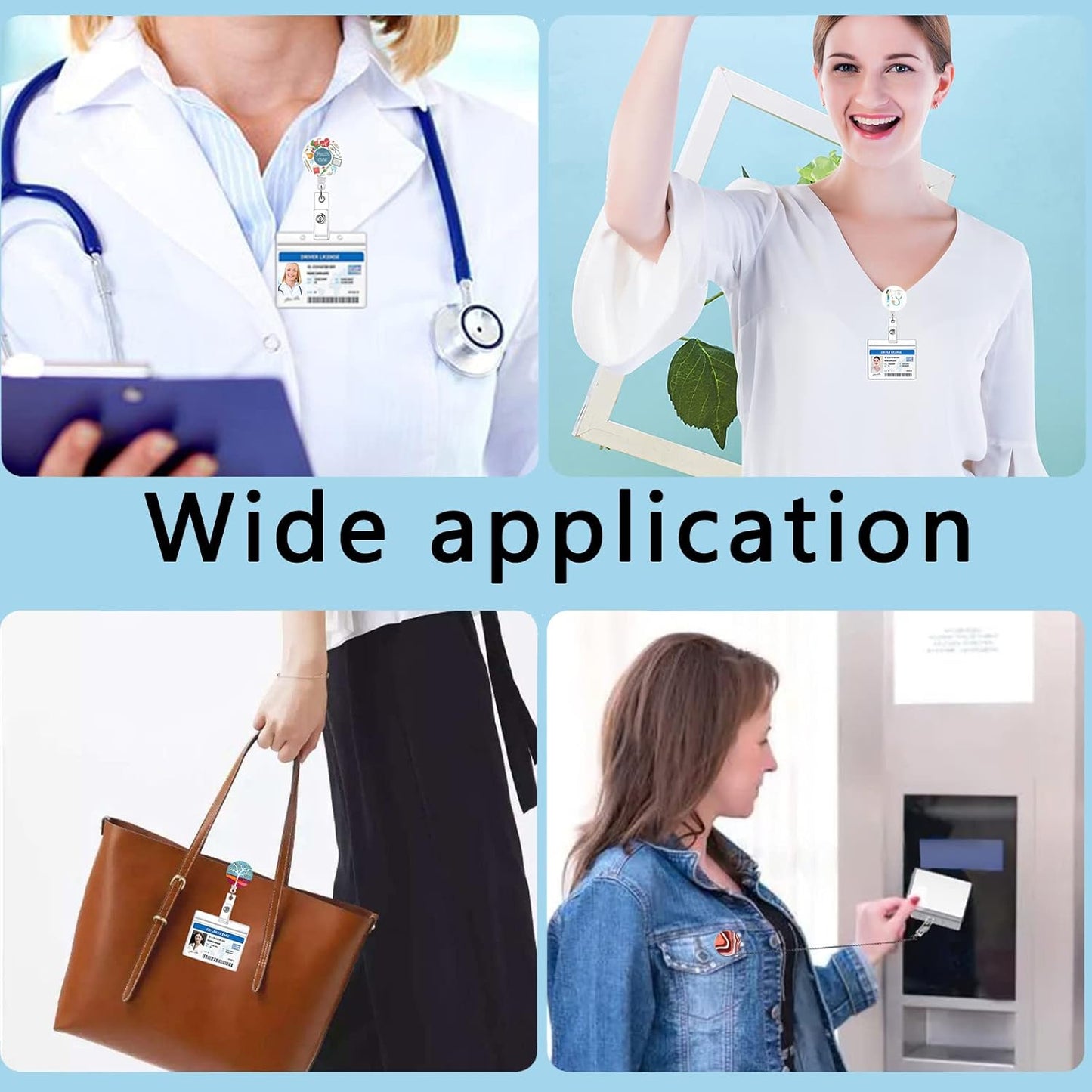 16 PCS Badge Reels Retractable Badge Holders/ID Badge Holders Retractable