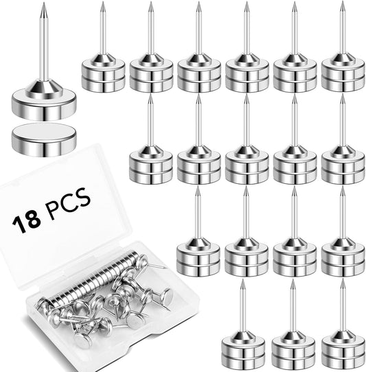 E BAVITE Magnetic Push Pins Thumb Tacks, 18 Sets Magnet Pushpins for Wall Bulletin Board Cork Board Cute Decorative Push Pin Clips for Poster Hanger Picture Hanging Classroom Accessories