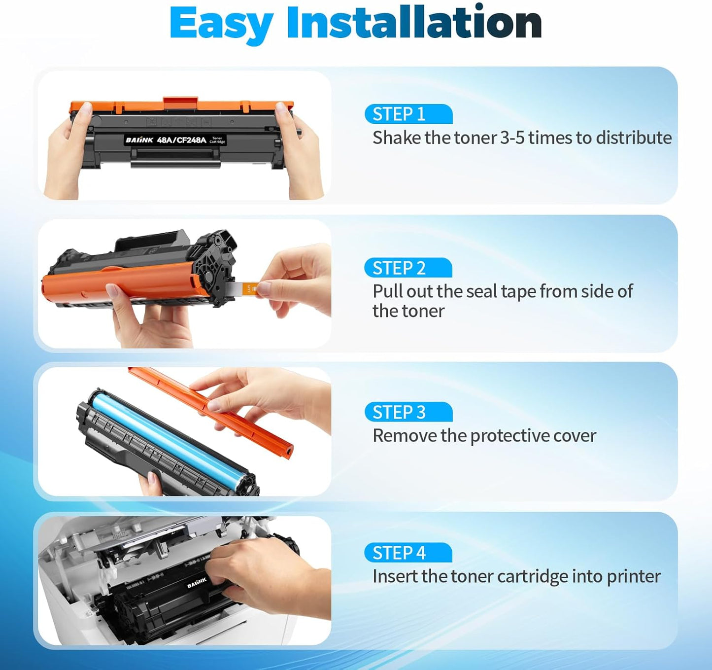Compatible 48A Toner Cartridge Replacement for HP 48A Toner Cartridge Black CF248A Compatible with HP Pro M15w M15a M16w M16a MFP M28w M28a M29w M29a Printer (4 Black)