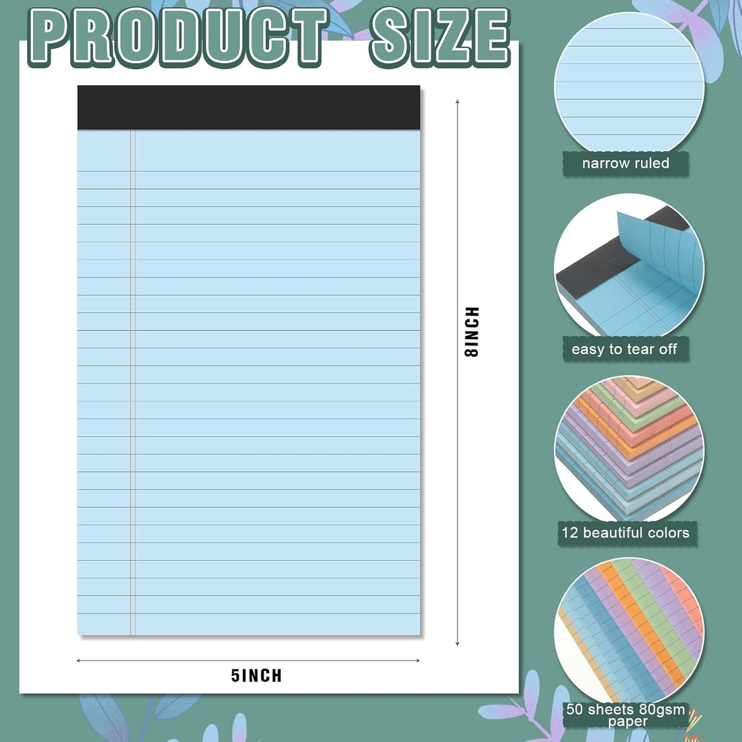 Fuutreo 24 Pcs 5" x 8" Legal Pad Writing Notepads 50 Sheets Small Legal Pad Narrow Ruled Multiple Color Lined Paper for School College Office Supplies Work (Multicolor)