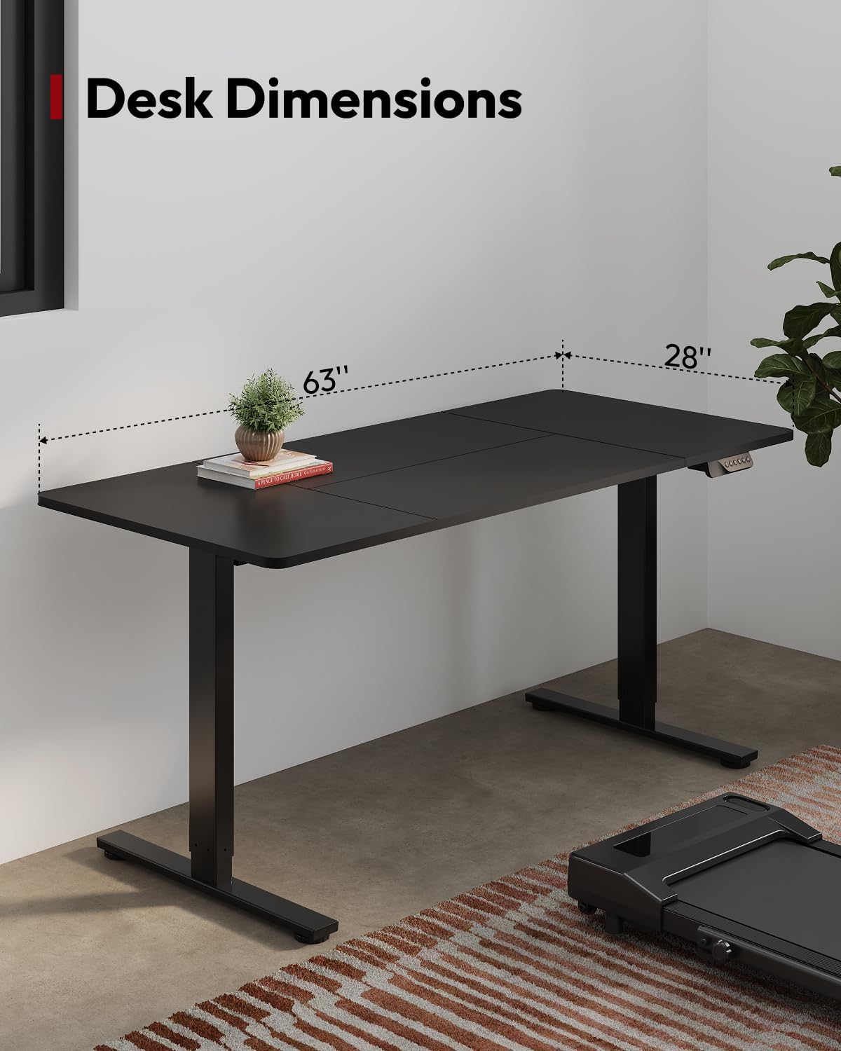 SANODESK Standing Desk Height Adjustable Electric Stand up Desk 63x28 Inches Sit Stand Home Office Desk with Splice Board, Black Frame/Black Top