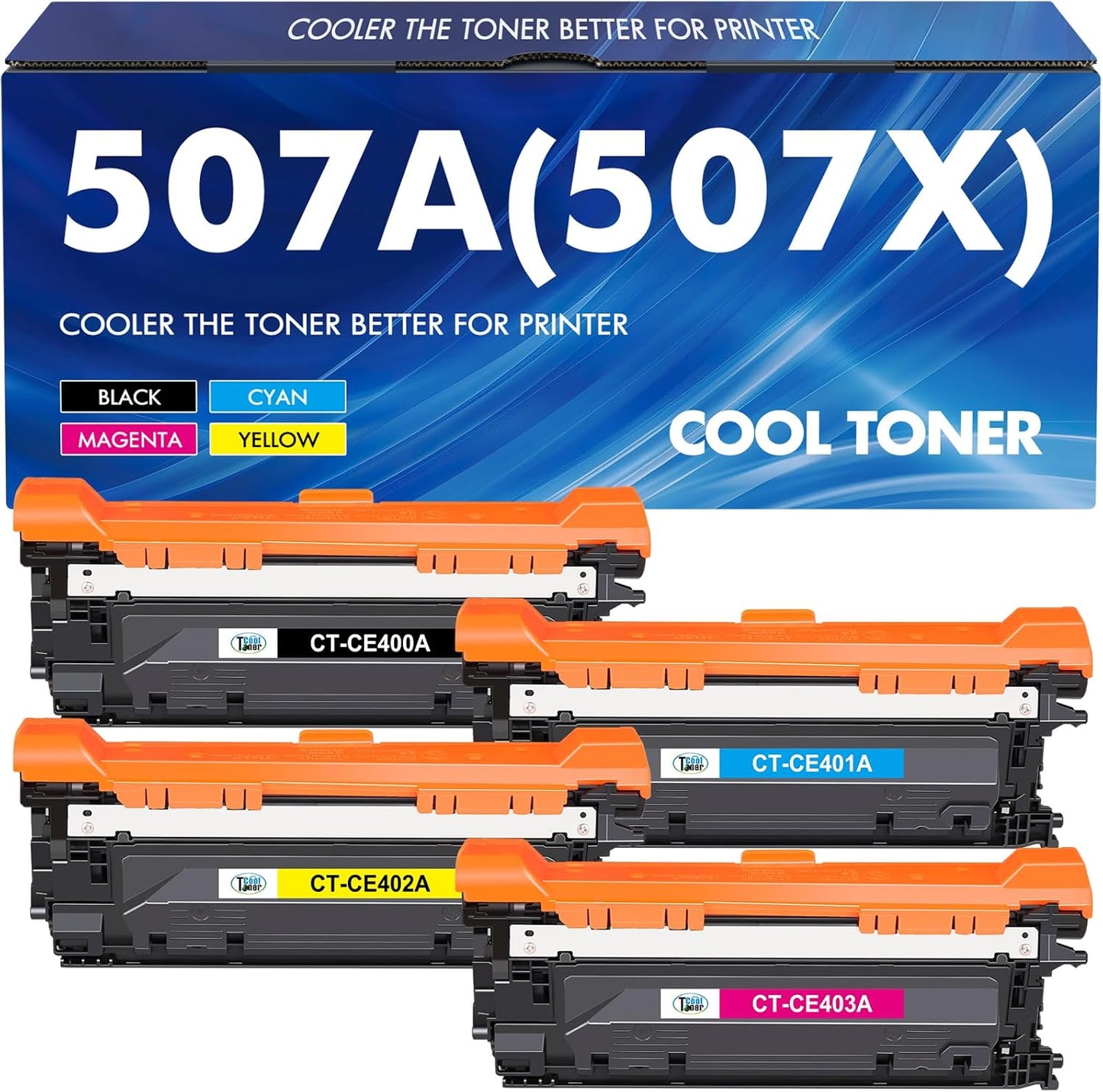 507A Toner Cartridge 4-Pack Compatible for HP 507A 507X CE400A CE401A CE402A CE403A 500 Color M551 Toner Cartridges for HP Laserjet Enterprise M551 M551n M551dn M551xh M570dn M570dw M575f Printer