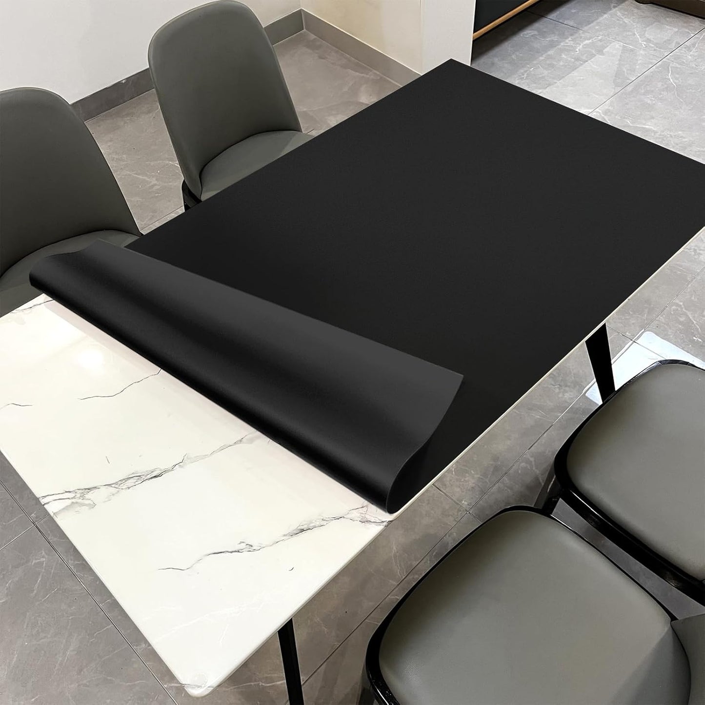 Leather Table Cover,1.8mm Thick,42x66 Inch Table Protector,Table Protector for Dining Room Table,Dining Table Cover,Table Cover Protector,Dining Table Protector Rectangle(Black+Black,42x66)