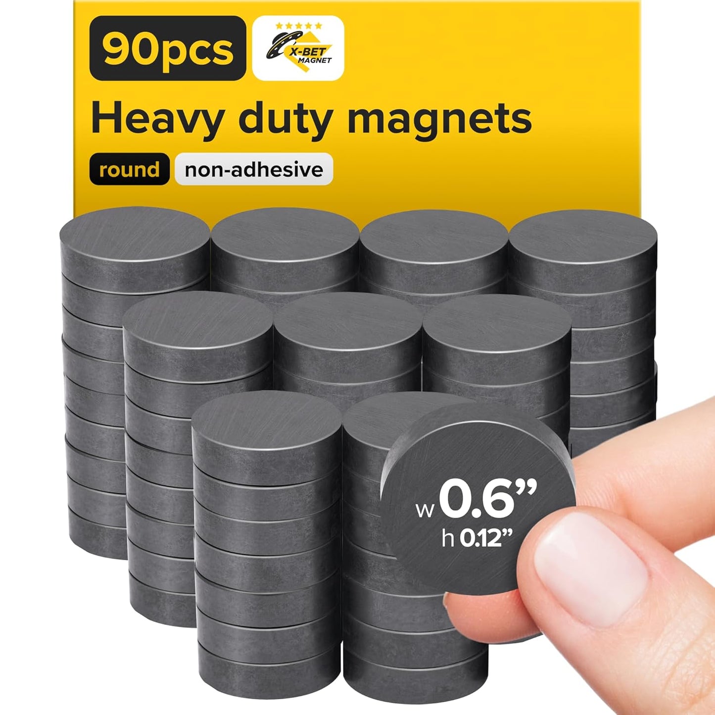 X-Bet Strong Magnets Heavy Duty - Round Magnets for Crafts, Magnets for Whiteboard, Fridge - Small Strong Magnet, Refrigerator Magnets (90 pcs)