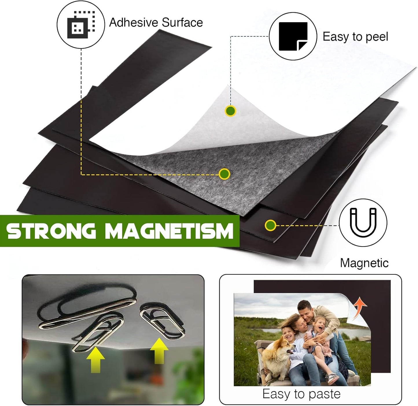 Magnet Sheets for Pictures 5x7 (Bulk Pack of 40),Magnetic Adhesive Sheets,Photo Magnets for Home/Classroom,DIY Magnets for Teachers