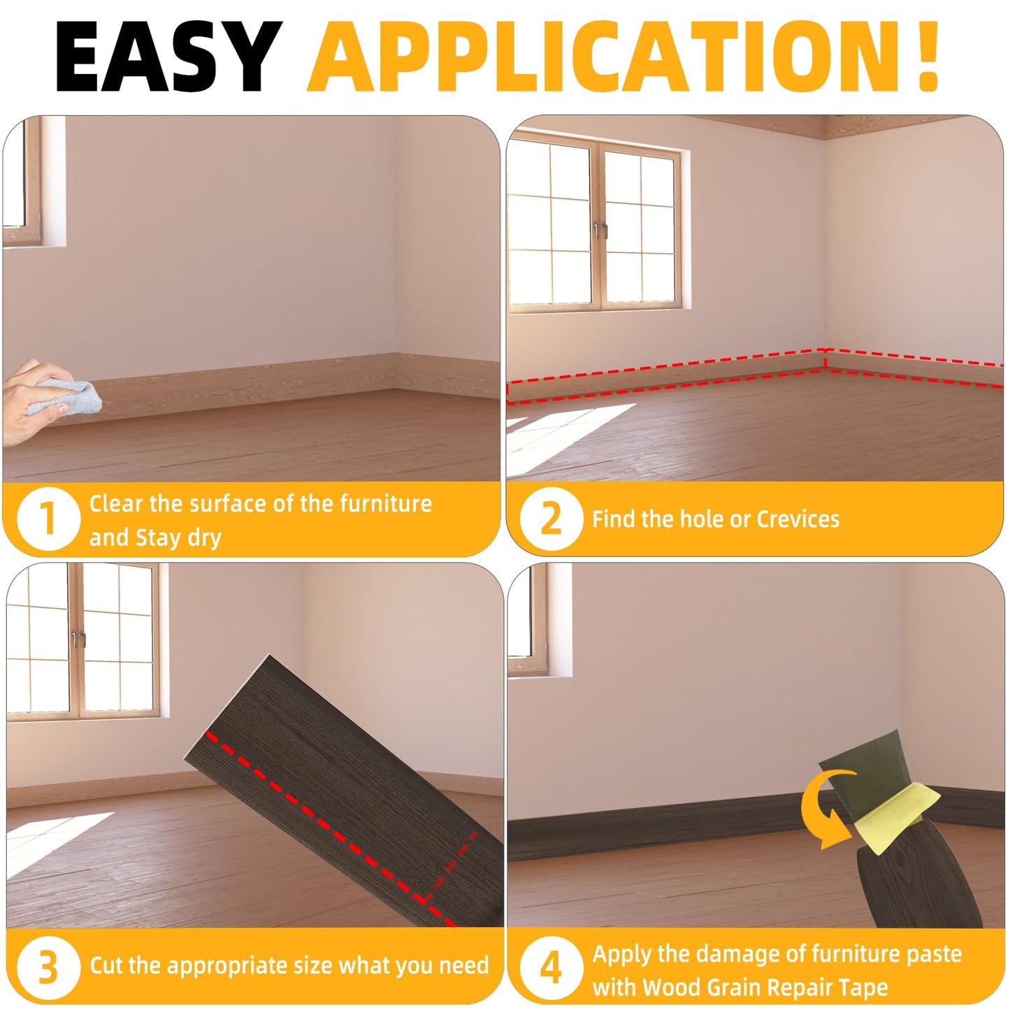 GSCIT Club Red Walnut Wallpaper, 24 inch X 25ft Self Adhesive Wood Grain Repair Tape Patch for Tables, Chairs, Baseboards, Doors, Windows, Floors, Handicraft DIY.