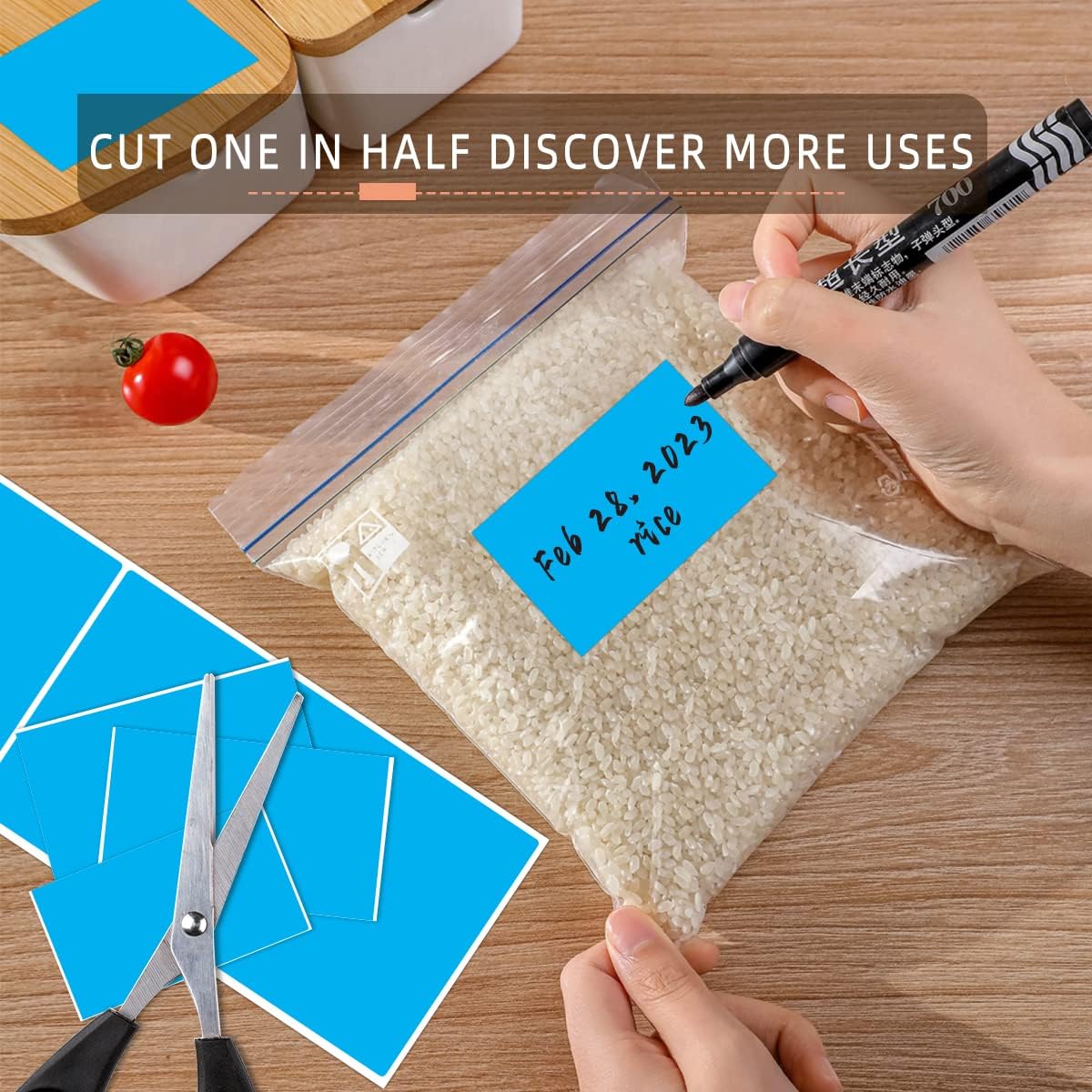 PARLAIM 3 X 5 Inch Rectangle Permanent Adhesive Color Coding Stickers,Square Sky Blue Inventory Stickers -500 Per Dispenser Box(Sky Blue)