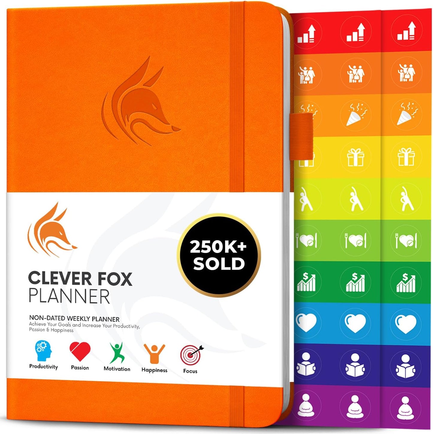 Clever Fox Planner – Undated Weekly & Monthly Planner for Productivity, Time Management & Goals – Organizer Journal – A5 (Orange)