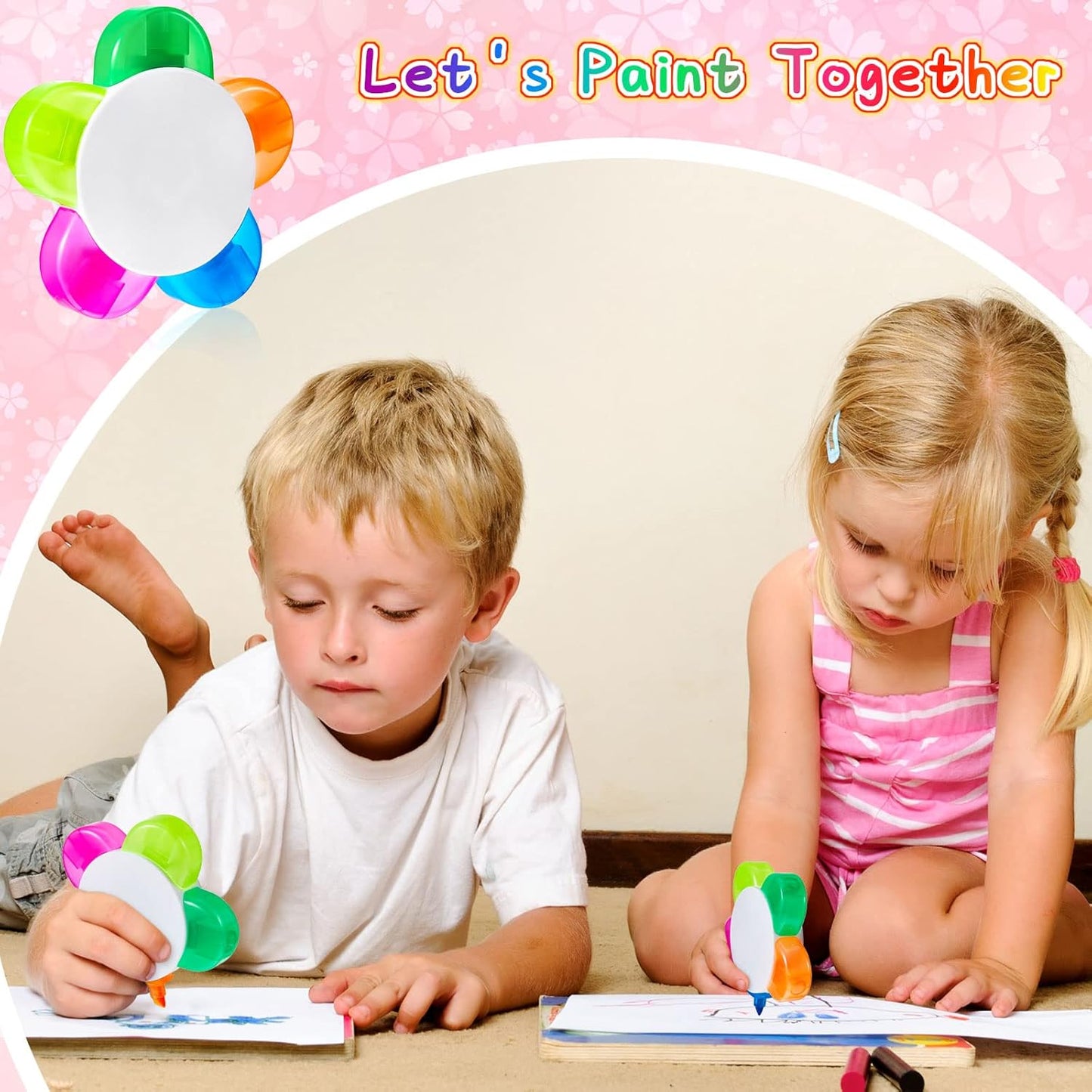 Outus 100 Pieces Petals Highlighters Assorted Colors Back to School Flower Shape Watercolor Highlighter Pens 5-in-1 Fluorescent Pens for Office School Stationery Aesthetic Supplies,5 Colors