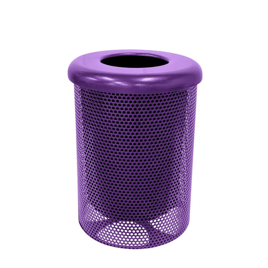 RFT-P-PUR Heavy Duty Round Trash Receptacle with Flat Top, Liner Included, 32 Gallon, Purple, Made in America
