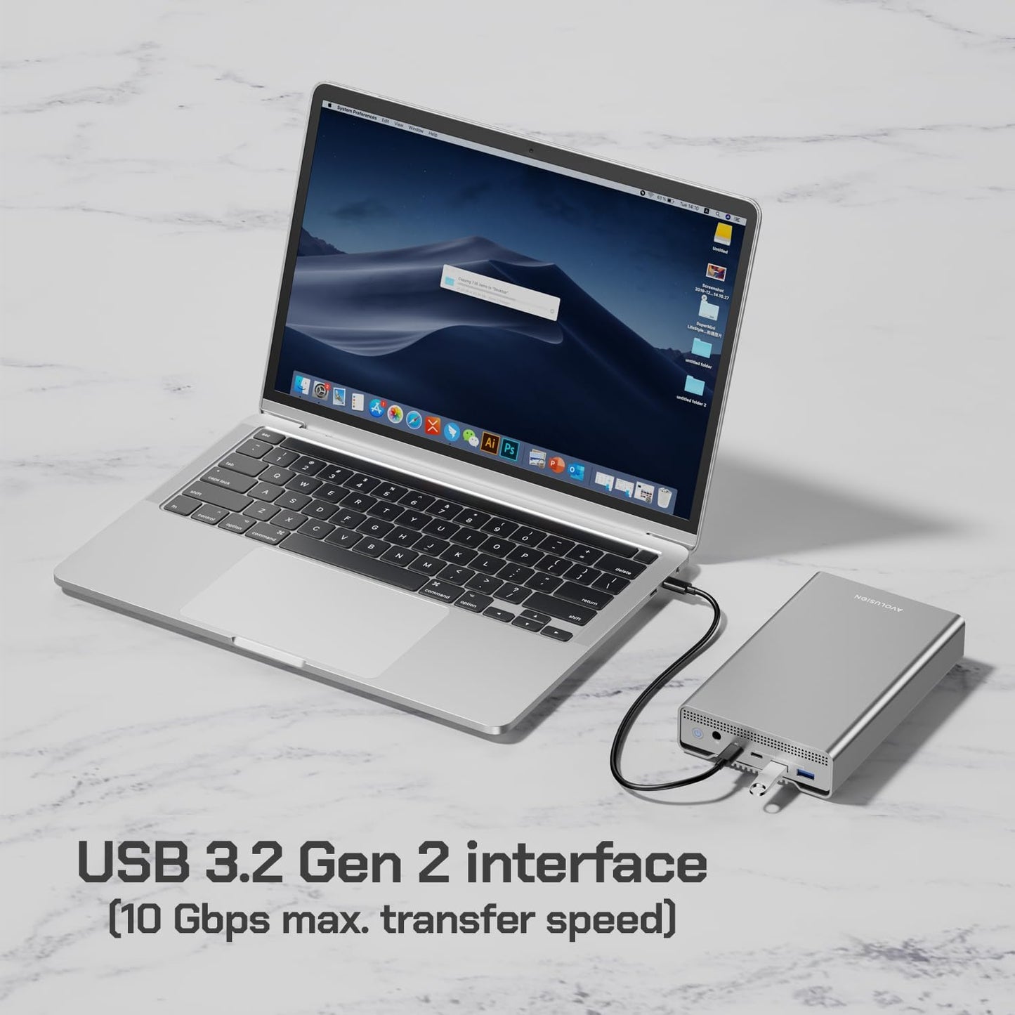 Avolusion PRO-G1 Series 12TB USB 3.2 Gen 2 (10Gbps) USB-C External Hard Drive w/USB HUB for Windows or MacOS Desktop PC/Laptop (Silver) (Renewed)