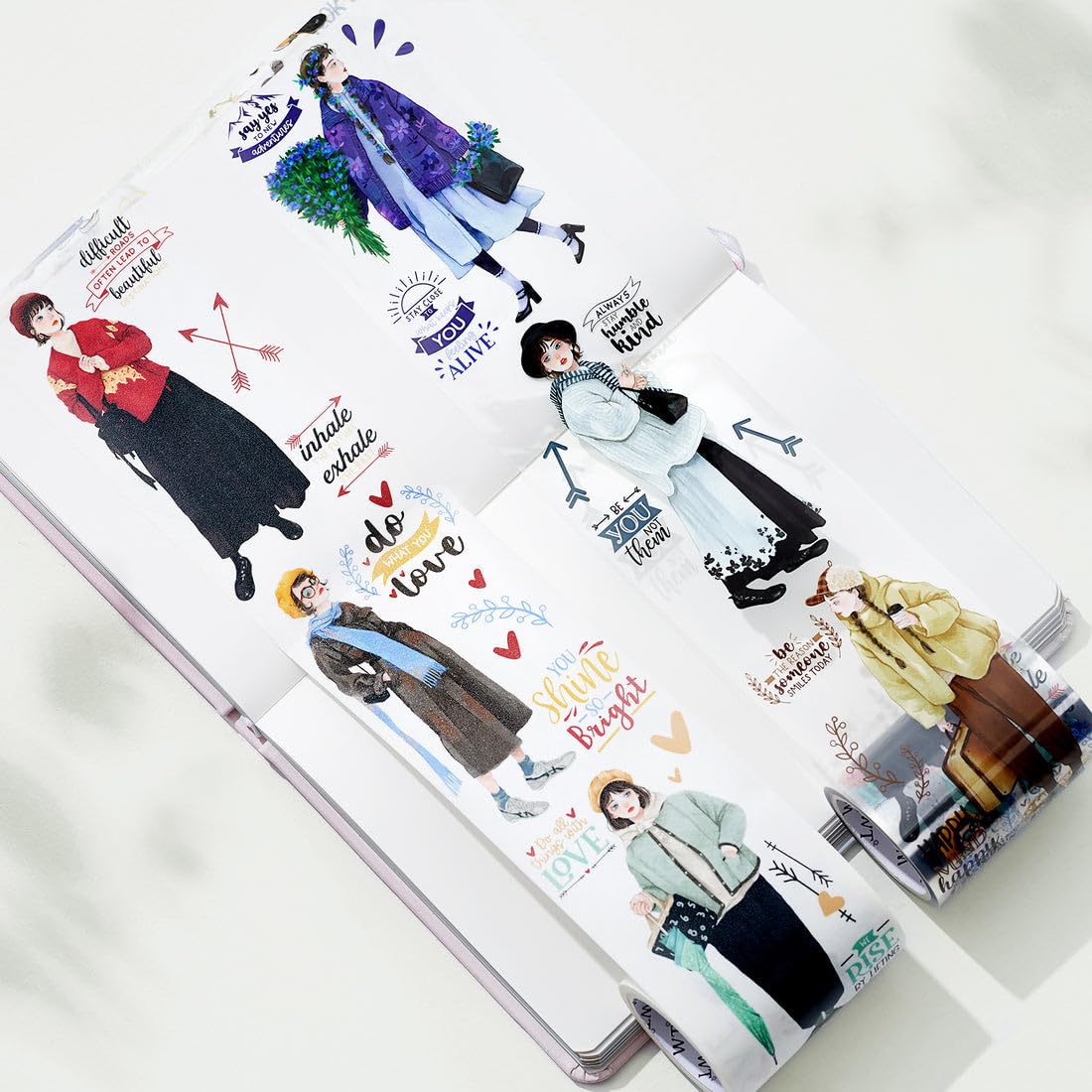 WT First Encounter Wide PET Tape, Single Roll, Original Designs, Transparent Clear Adhesive Tape, Modern Fashion Girls Decorative Tape for Journals, Scrapbook, Bujo Planners, DIY Crafts