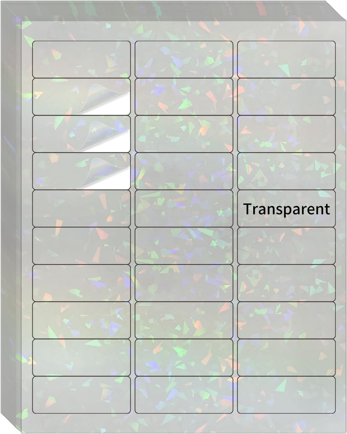 STARLIBOO Transparent Stickers Labels -1" x 2-5/8" Clear Address Labels Mailing Stickers for Laser/Inkjet Printer 8.5"×11"- 200 Labels (Clear Holographic)