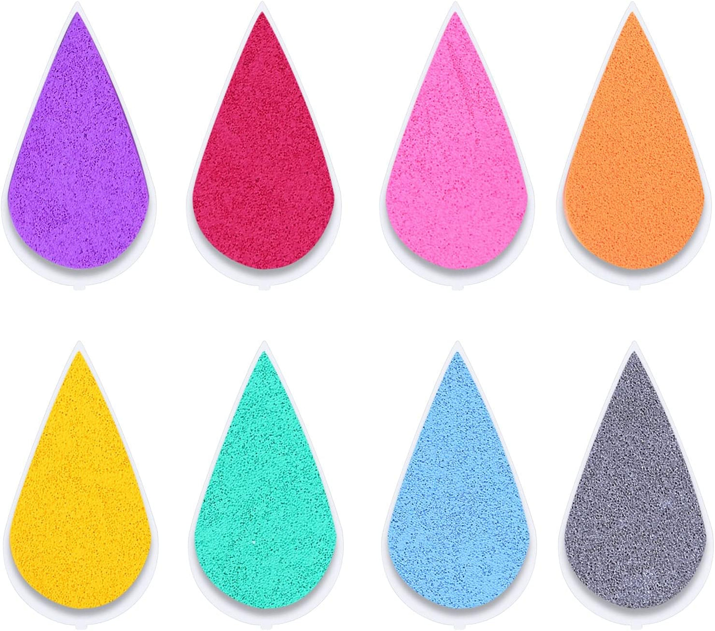 Petal Ink Pads for Rubber Stamps Waterdrop Shaped Stamp Pads with 8 Assorted Colors (Set 1002)