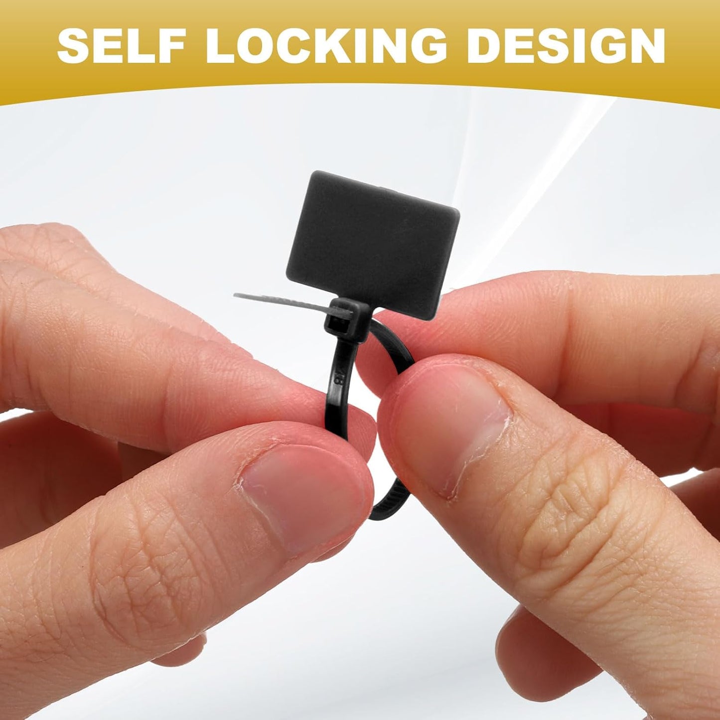 uxcell 100 Pcs Cable Label Marker Tags, Nylon Cable Zip Tie Tags 4.3 Inch Writable Self-Locking Wire Labels Zip Ties for Organization Marking, Black