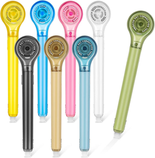 8 Pack Correction Tape Pens, 8 Color Comfortable Pen Shape Correction Pen Tape Pens Easy to Use Applicator for Instant Correction School Office Supplies, 1/5" X 236"