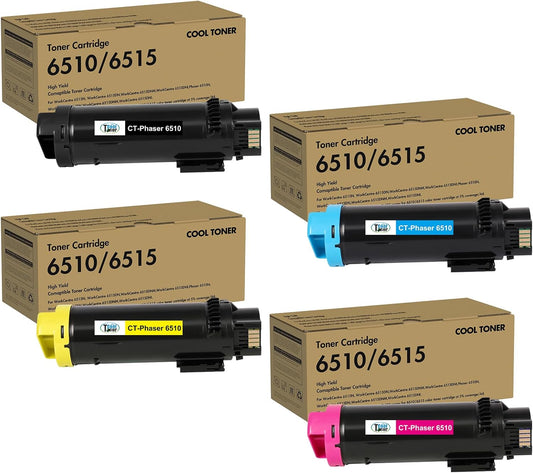 Phaser 6510 Toner Cartridge Compatible for Xerox Phaser 6510 for 6515 6510DNI 6510DN 6510N 6510DNM WorkCentre 6515DNI 6515DN 6515DNM 6515N Printer Extra High Capacity 4 Color Set