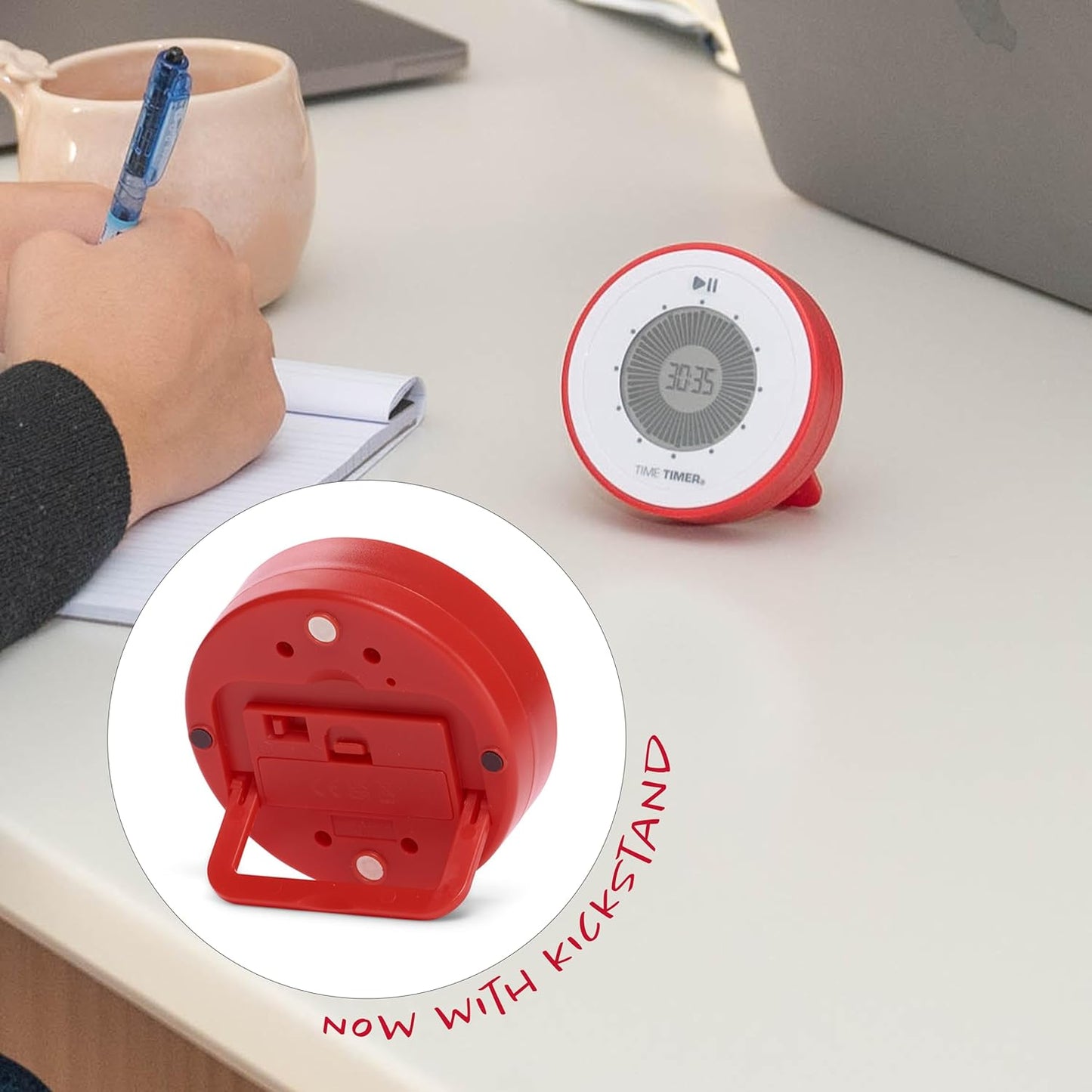Time Timer Twist - Updated - 90-Minute Digital Visual Countdown Clock — Magnetic with Kickstand for Kids Classroom Learning, Study Tool, Teachers Desk, Exercise and Kitchen Timer (Red)