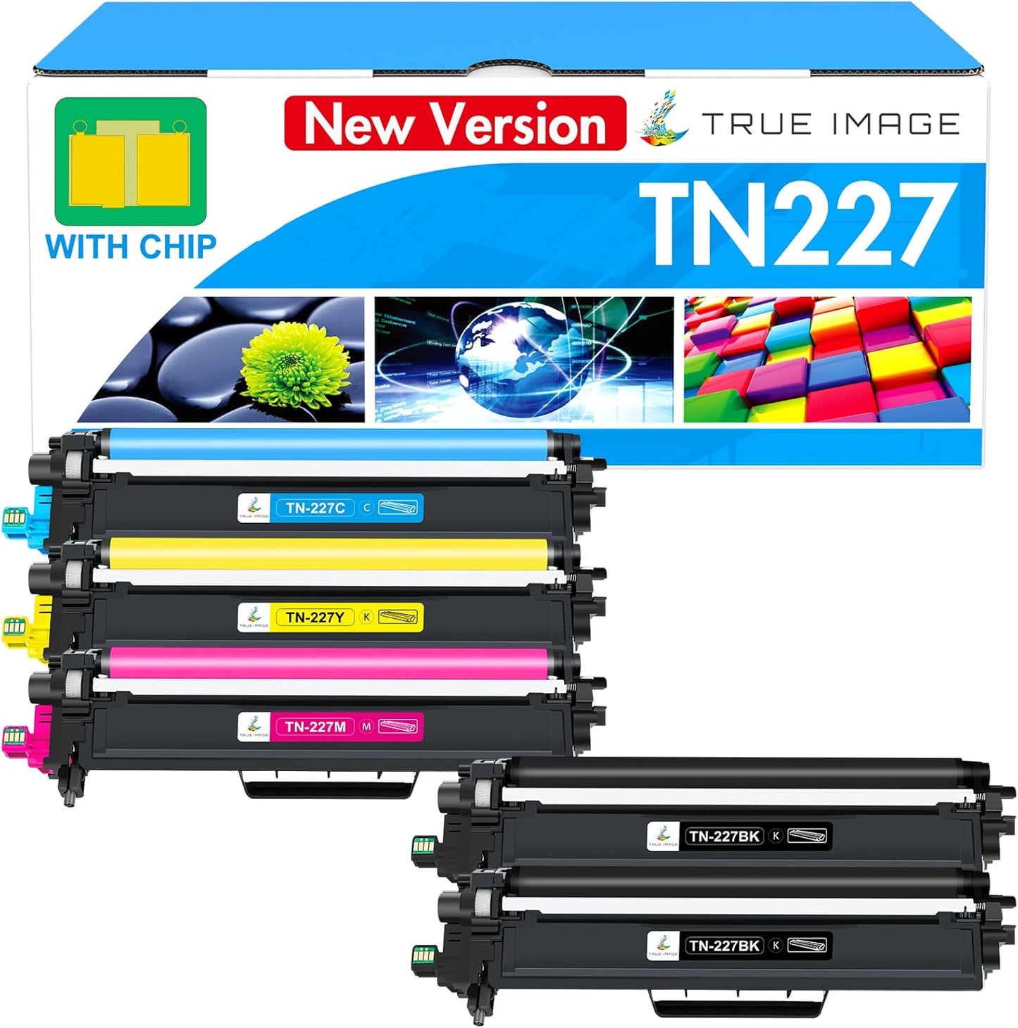 TN227 TN-227BK/C/M/Y High Yield Toner Cartridge: Compatible Replacement for Brother TN223 TN 227BK/C/M/Y for HL-L3270CDW MFC-L3770CDW HL-L3290CDW MFC-L3750CDW HL-L3210CW Printer (TN-223BK/C/M/Y 5Pack)