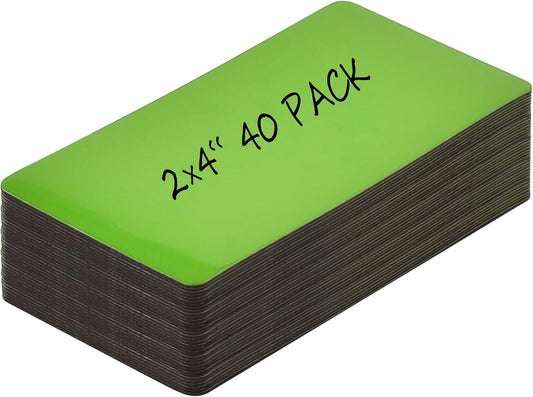 Realth Dry Erase Magnetic Labels Green (2'' × 4'' 40 Pcs),Blank Reusable Magnet Stickers, Magnets for Whiteboard, Washable Magnetic Sheets for Classroom Fridge Office, Name Tags for Teachers Students