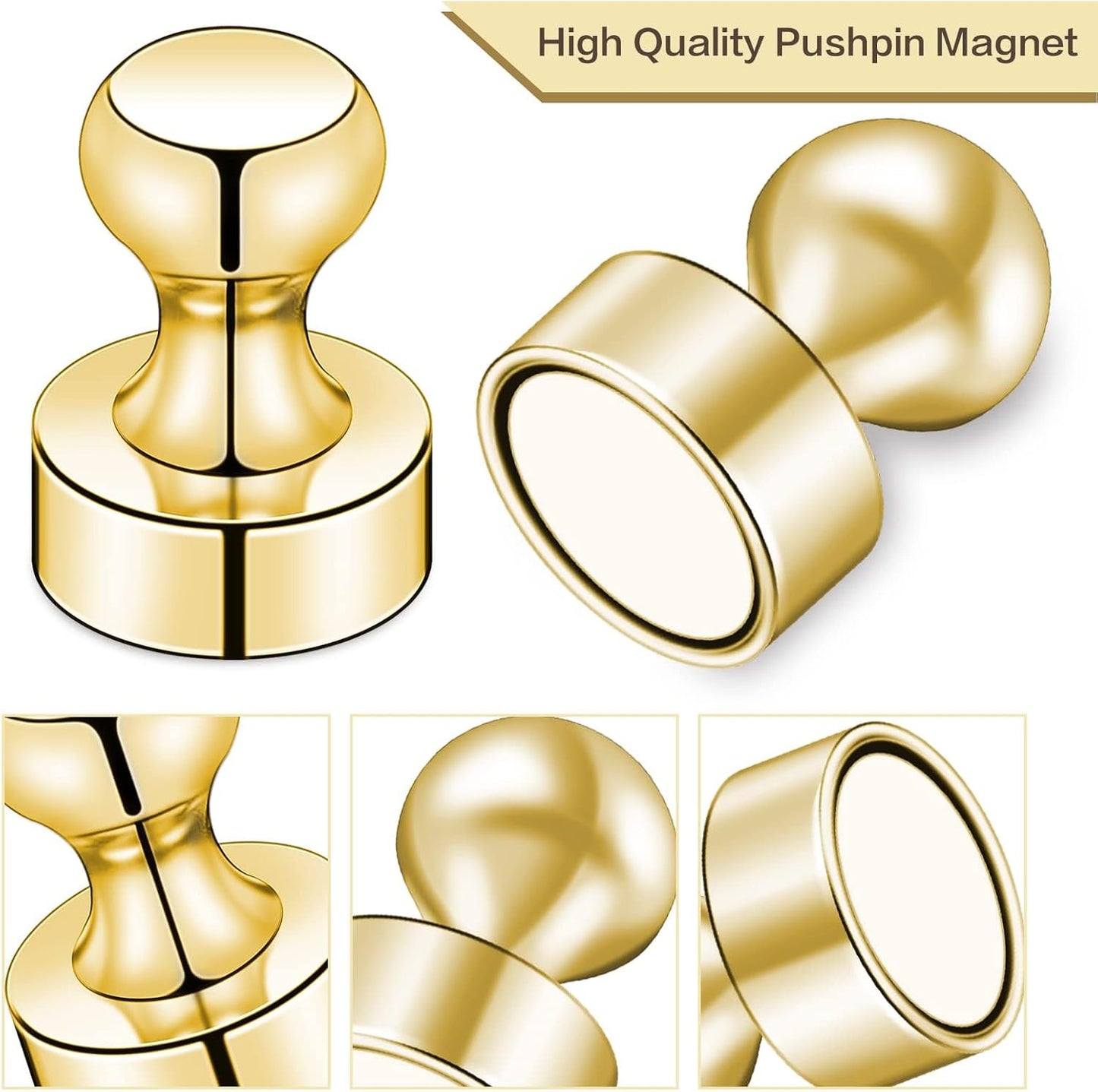 LOVIMAG 200Pcs Gold Fridge Magnets, Small and Strong Magnets for Whiteboard, Office, Classroom, Map, Kitchen Accessories, Office Accessories, Locker Accessories
