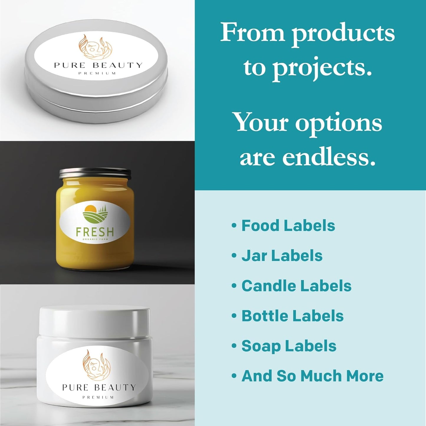 Premium Label Supply White Sticker Oval Labels – 3.33" x 2" Oval – Laser/Inkjet Compatible – (8 per Sheet), 500 Sheets – 4,000 Total Adhesive Labels