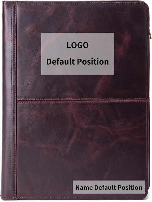 Personalized Genuine Leather Portfolio with 3 Ring Binder, Full Grain Leather Padfolio Zippered, A4 Notebook Holder Customized Professional Folder Organizer Gift for Men and Women, Oil Tanned