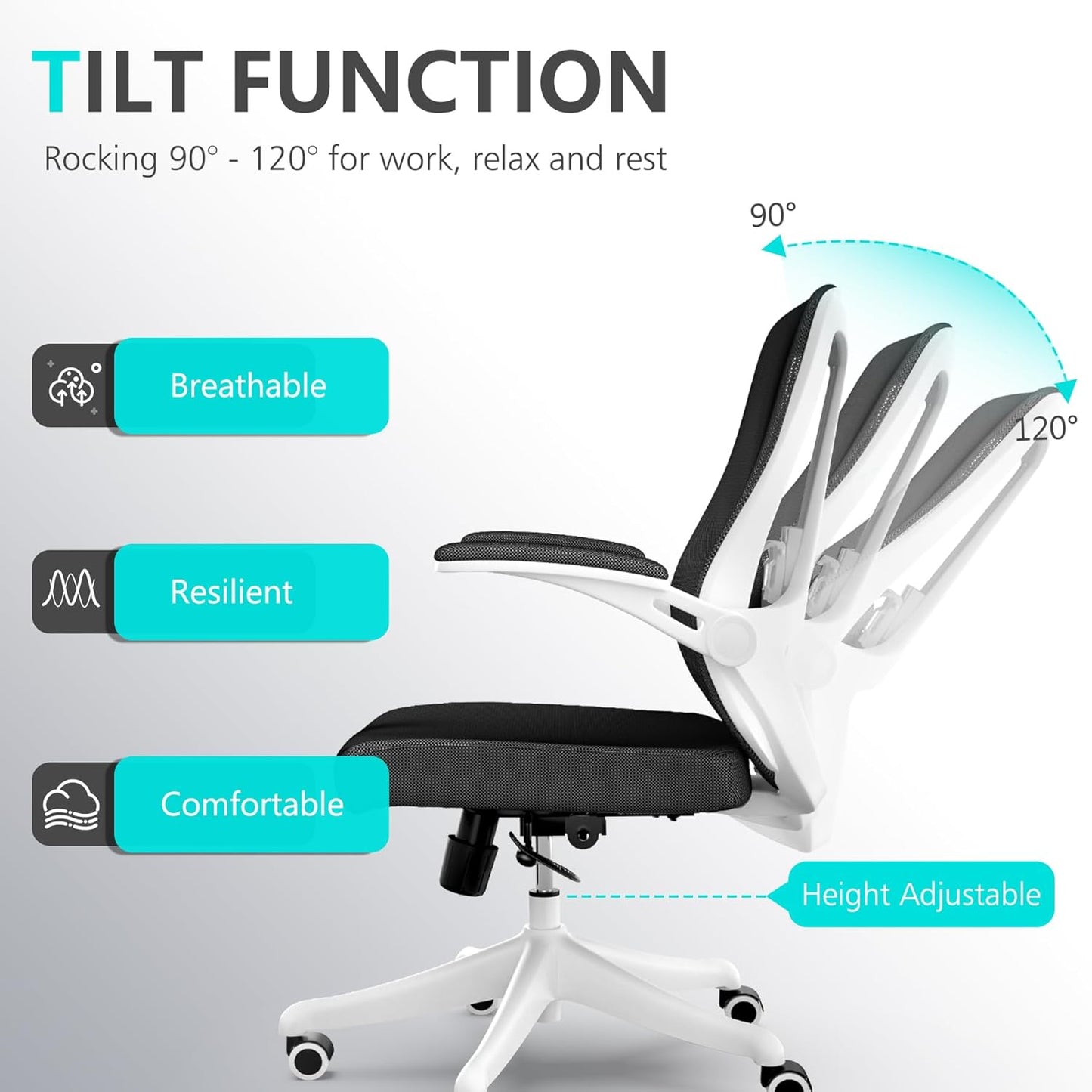 Mesh Office Chairs, High Back Ergonomic Office Chair with Lumbar Wide Comfty Compute Desk Chair for Home & Office Bedroom Study Student (Black)