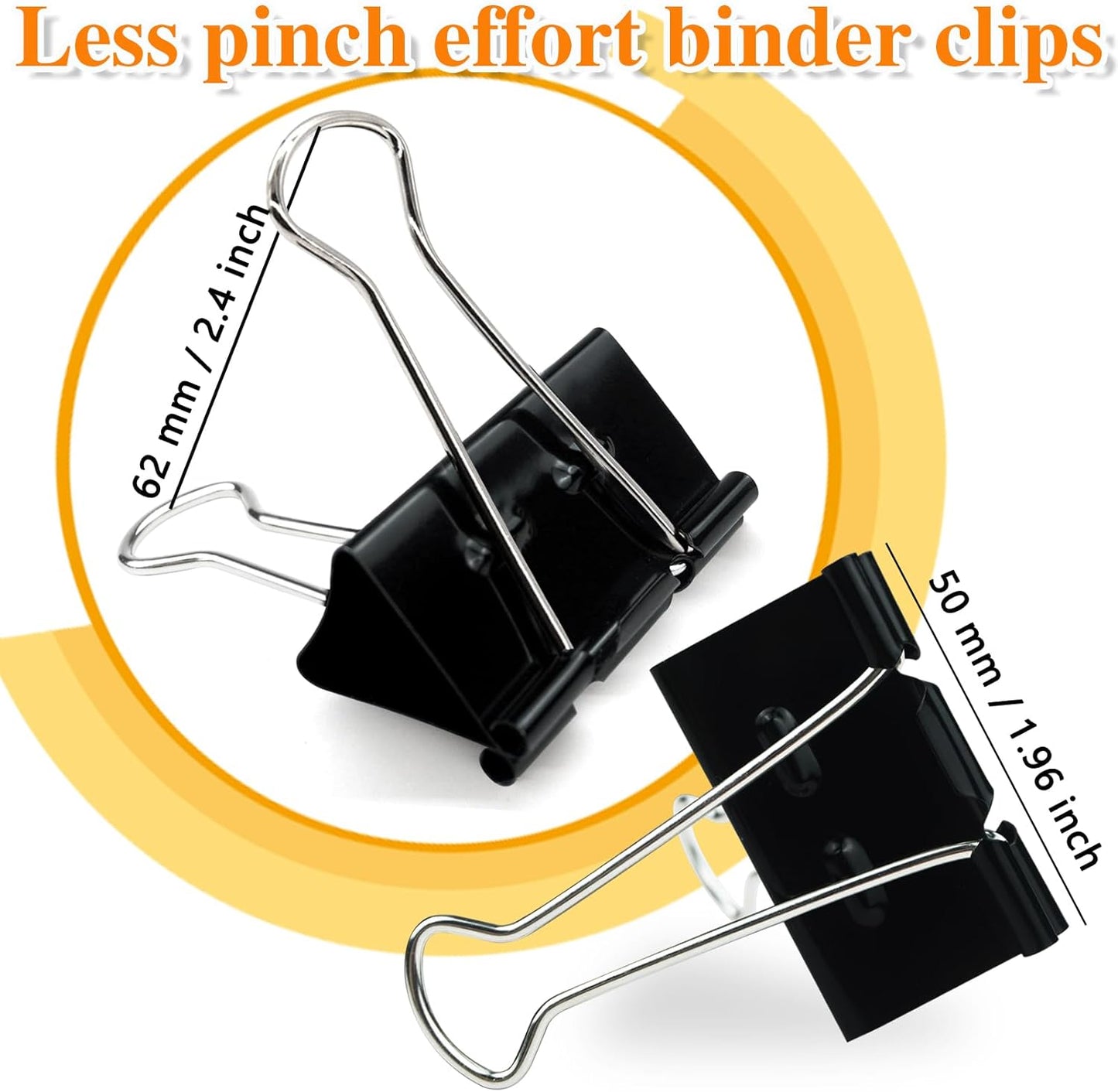 48Pcs Binder Clips(2 Inch), Upgrade Large Binder Clips Heavy Duty Paper Clamps for Office and Home Supplies