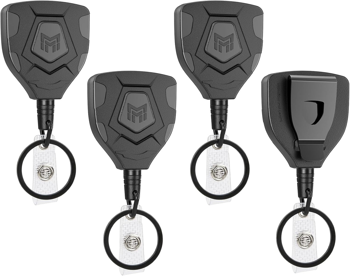 MNGARISTA Heavy Duty Retractable Keychain with Belt Clip, ID Badge Reel Key Chain, Badge Holder with 31.5' Steel Cord and Key Ring, 9.0oz, 4-Pack