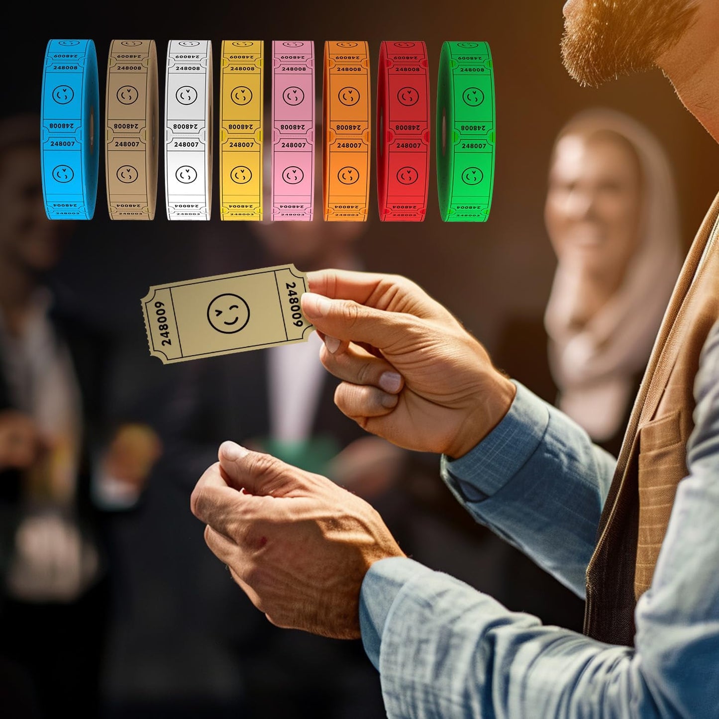 Methdic 1000 Smile Raffle Tickets Brown, Single Roll, Ticket for Events, Entry, Class Reward, Fundraiser & Prizes