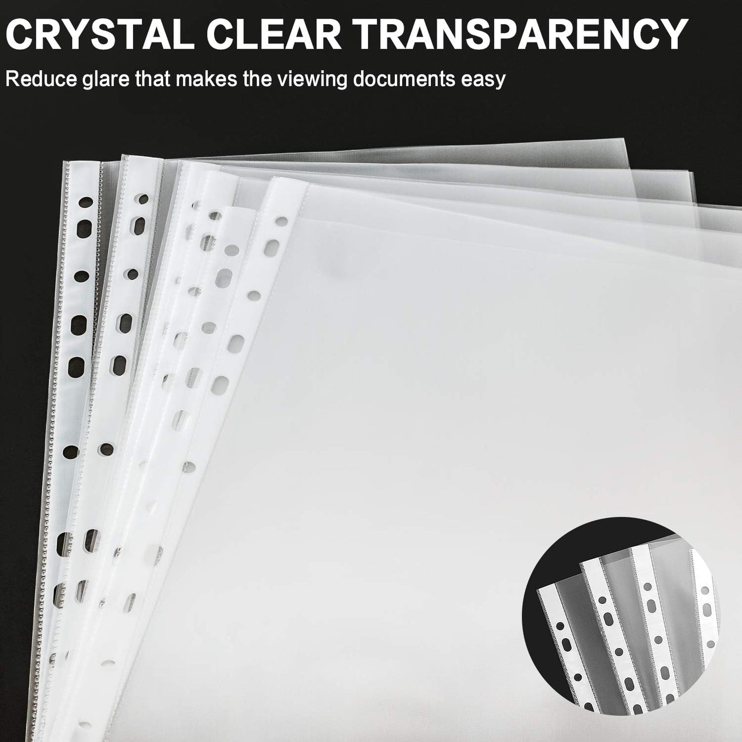 Sheet Protectors, PANDRI 600 Pack Clear Heavy Duty Plastic Page Protectors Sheet Reinforced 11-Hole Fit for 3 Ring Binder Fits Standard 8.5 x 11 Paper, 9.25 x 11.25 Top Loaded, Excluding Acid