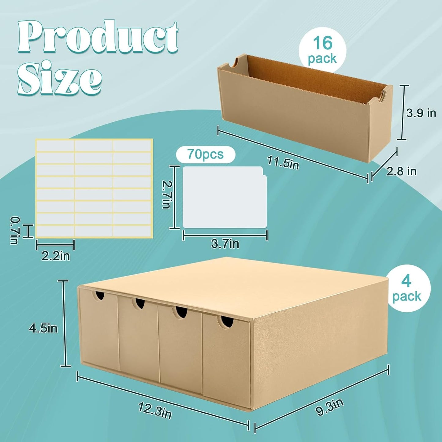 Cholemy Trading Card Storage Box 15000+ with 70 Cardboard Storage Divider, Label Sticker for Collection Compatible with TCG, Sport Cards(4 Row, 4 in A Row,Yellow)